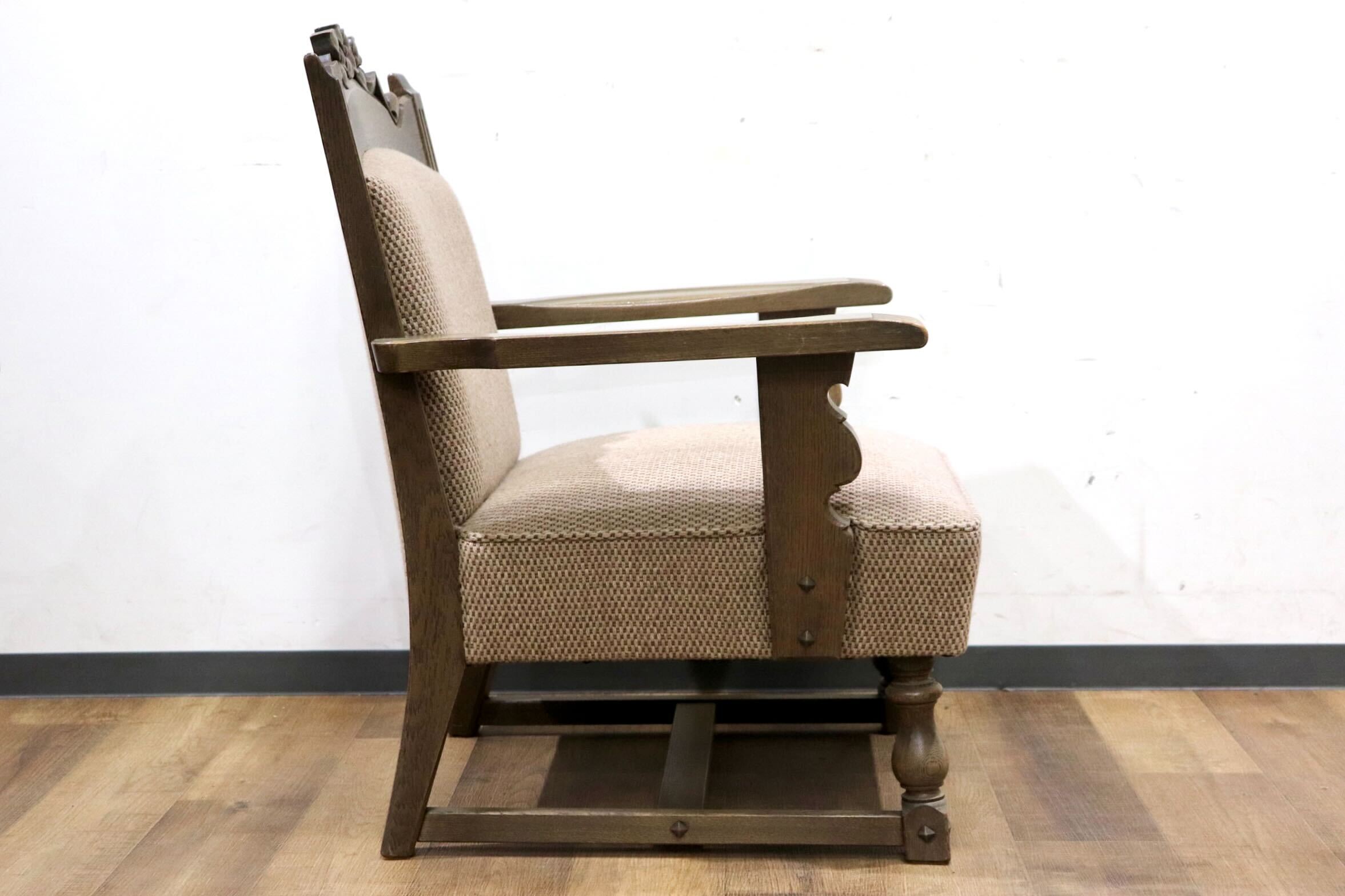 GMHK615A○神戸家具 洋家具 1人掛けソファ シングルソファ アームチェア 楢材 クラシカル 和製ヴィンテージ アンティーク 検)永田良介