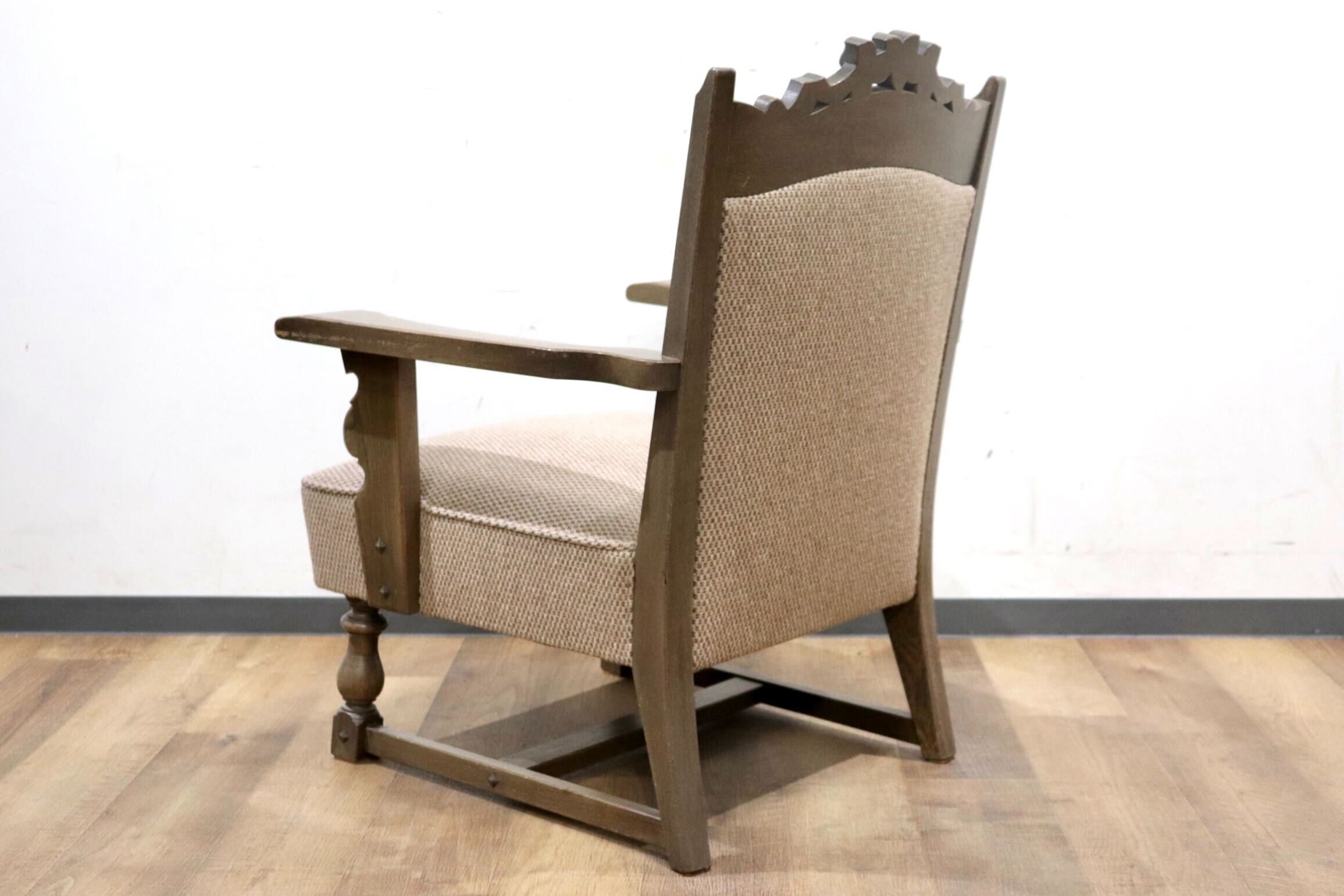 GMHK615A○神戸家具 洋家具 1人掛けソファ シングルソファ アームチェア 楢材 クラシカル 和製ヴィンテージ アンティーク 検)永田良介