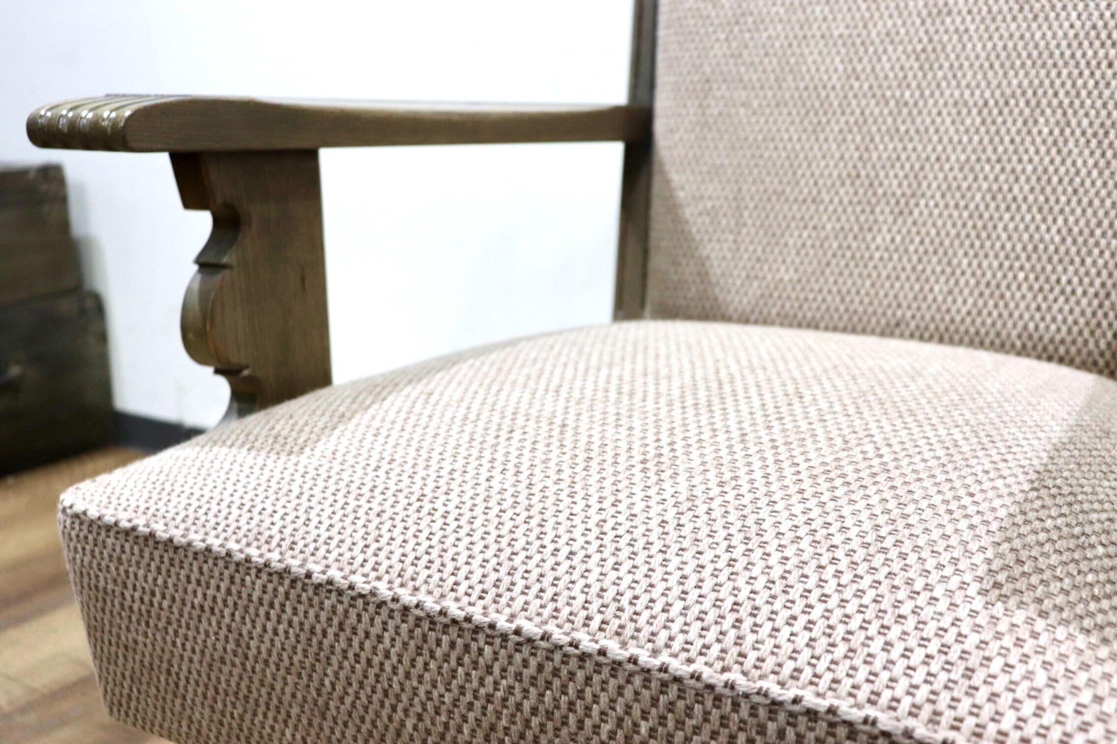 GMHK615A○神戸家具 洋家具 1人掛けソファ シングルソファ アームチェア 楢材 クラシカル 和製ヴィンテージ アンティーク 検)永田良介