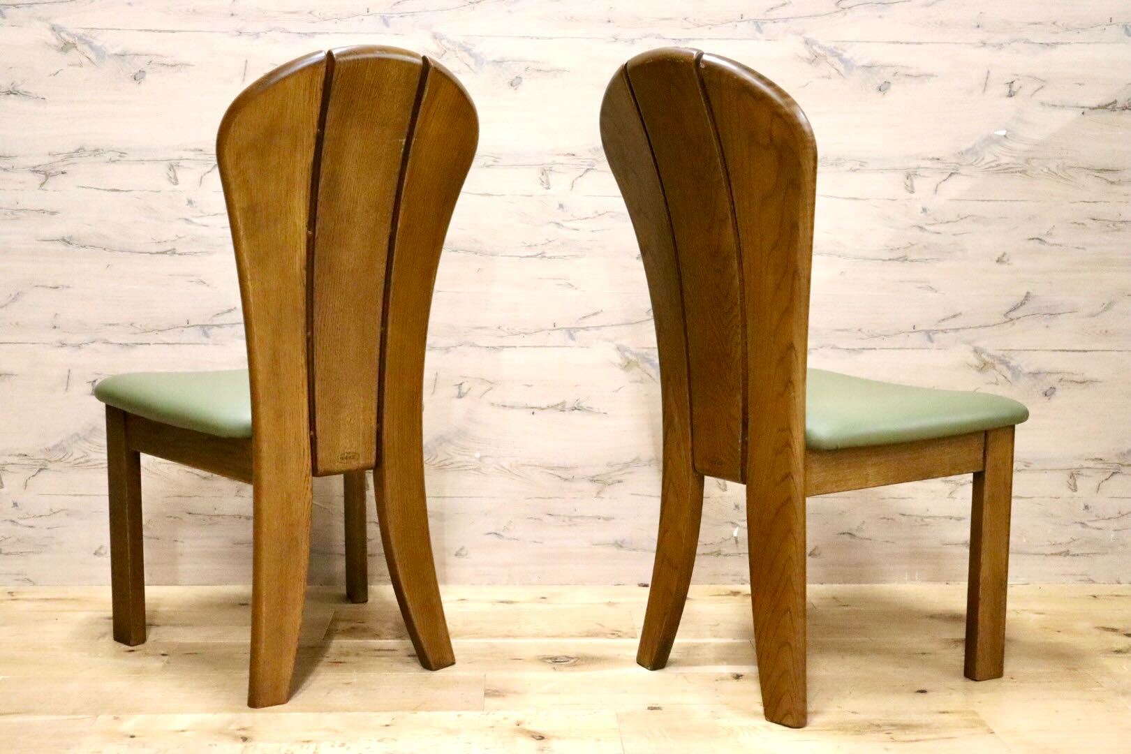 GMHS200A○浜本工芸 / HAMAMOTO ダイニングチェア 食卓椅子 合皮 楢材 無垢 2脚セット モダン