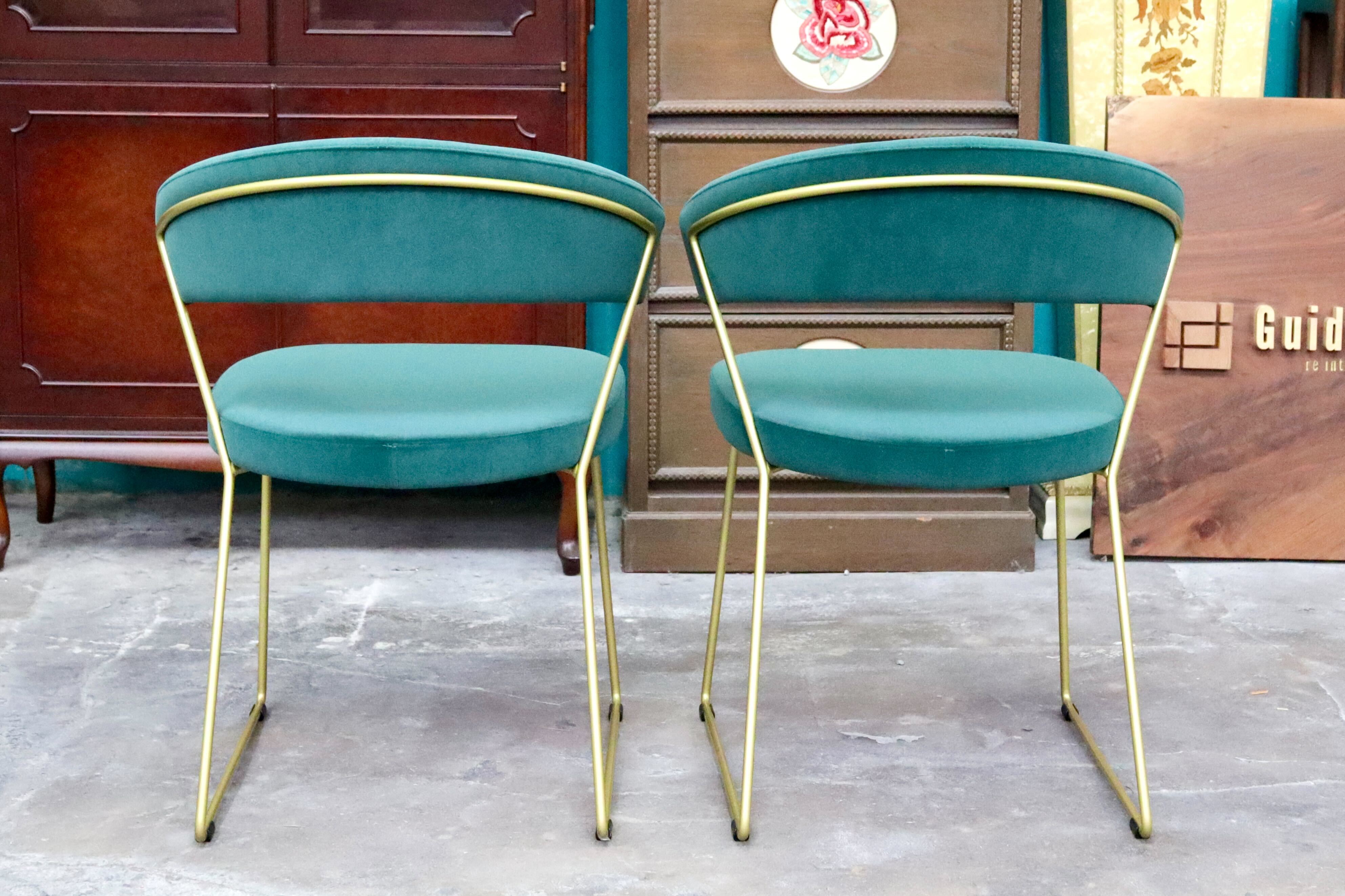 GMIS580A○Calligaris / カリガリス Connubia コヌビア New York ニューヨーク ダイニングチェア 2脚セット ベロア 定価約8.64万 展示品