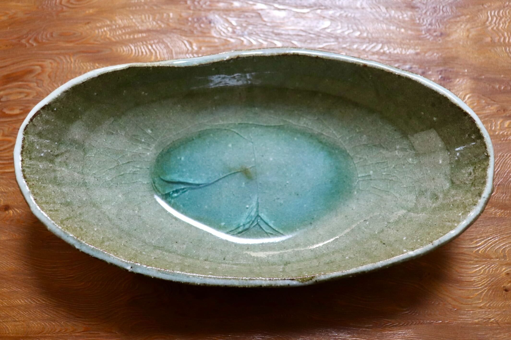 GMIO499B◯丹山窯 丹波焼 皿 楕円 陶器 丹波篠山 伝統工芸 未使用