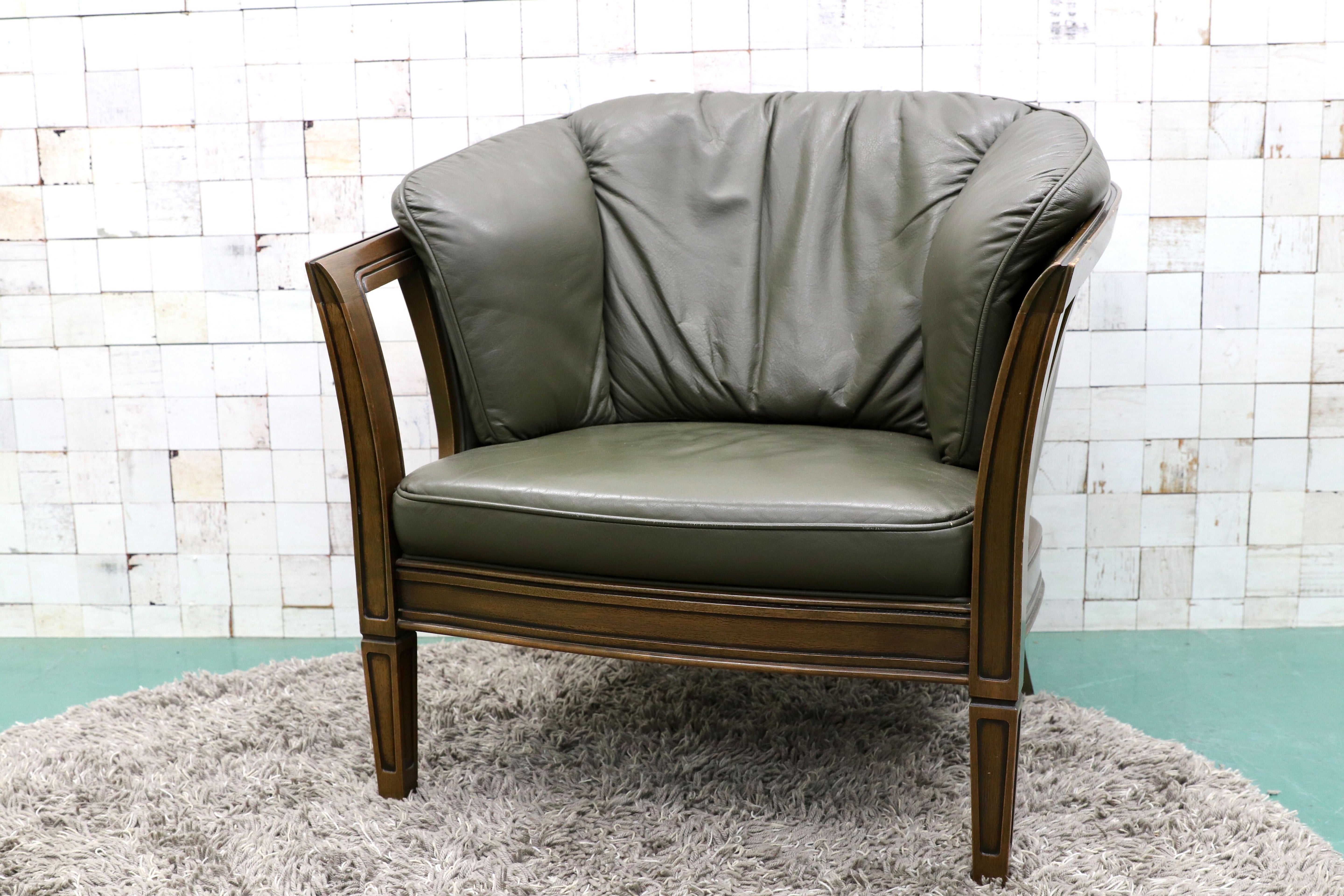 GMGK339B○maruni / マルニ ROYAL ロイヤル シャルル 地中海 1人掛けソファ ラウンジチェア 本革 クラシック 国産家具 定価約43万