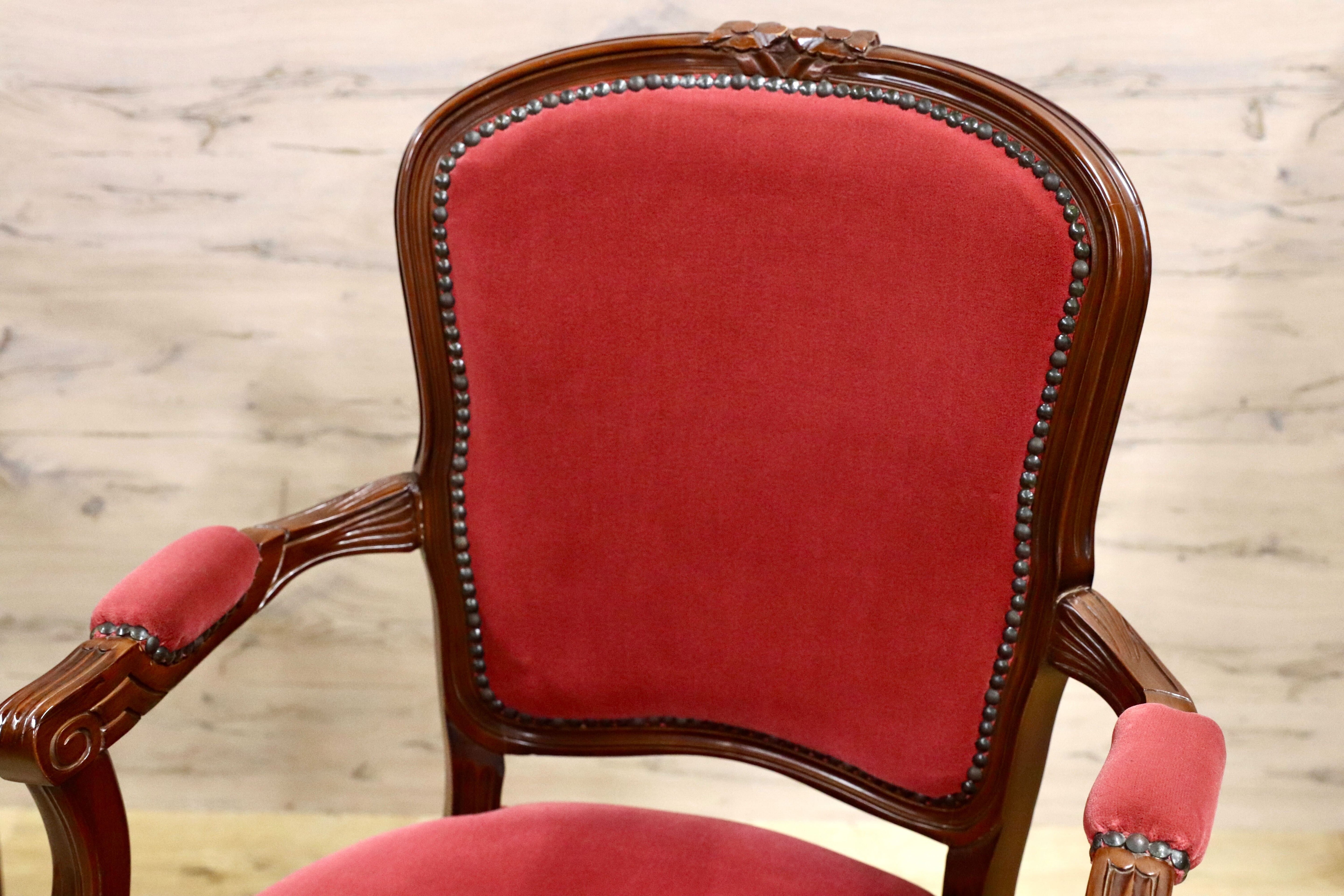 GMHK138○イタリア製 アームチェア ダイニングチェア 椅子 サロンチェア 2脚セット ファブリック クラシック エレガント ロココ調