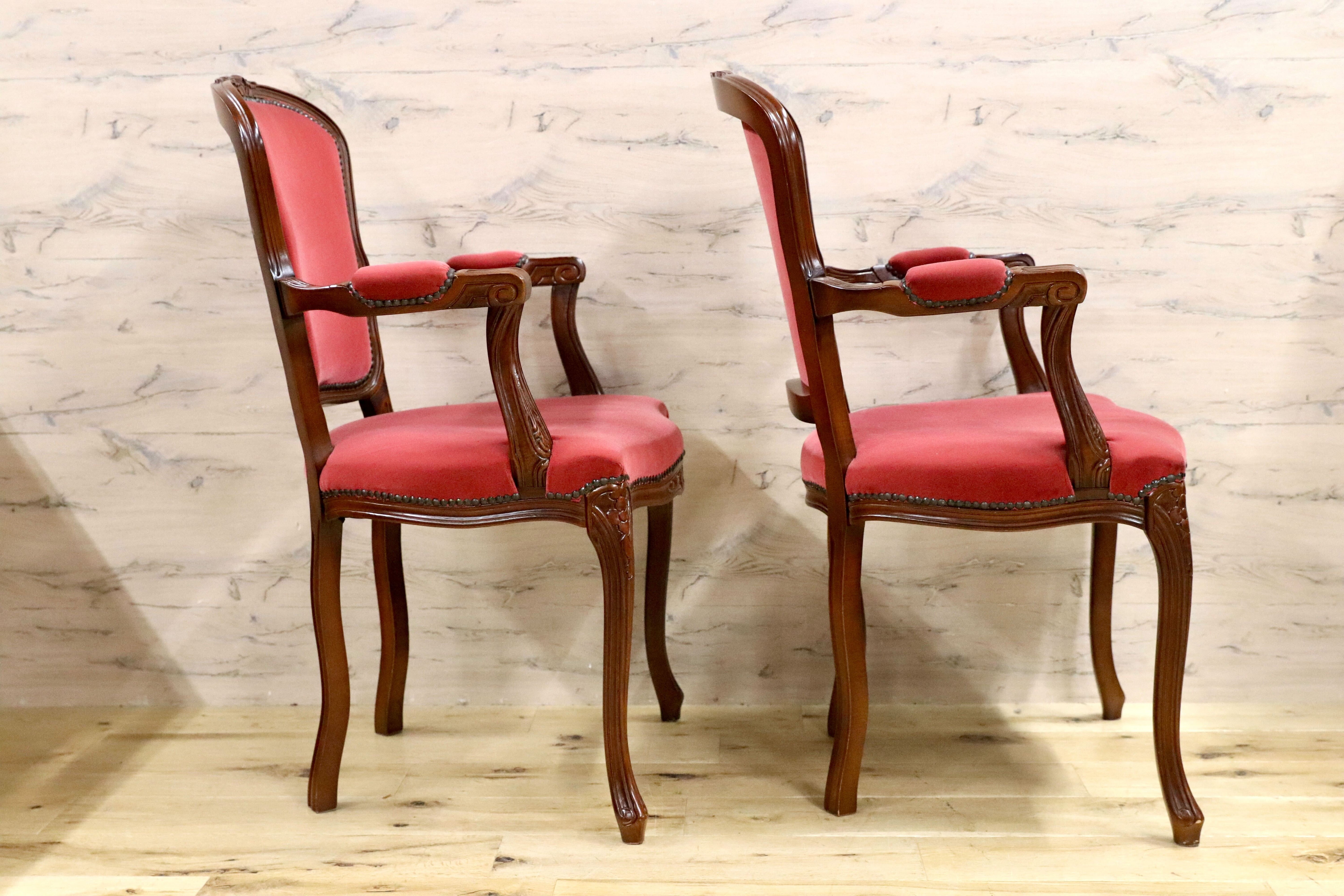 GMHK138○イタリア製 アームチェア ダイニングチェア 椅子 サロンチェア 2脚セット ファブリック クラシック エレガント ロココ調