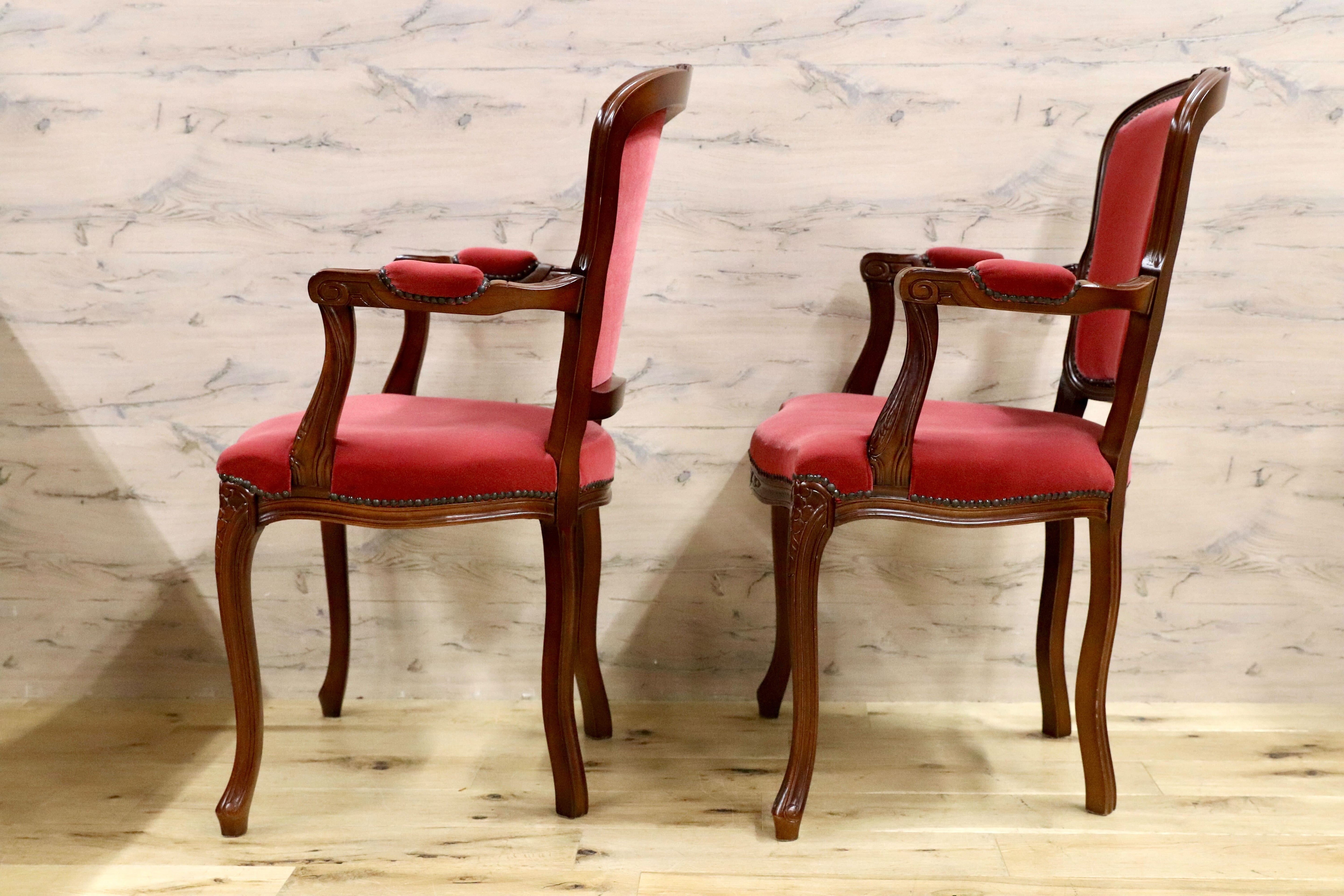 GMHK138○イタリア製 アームチェア ダイニングチェア 椅子 サロンチェア 2脚セット ファブリック クラシック エレガント ロココ調