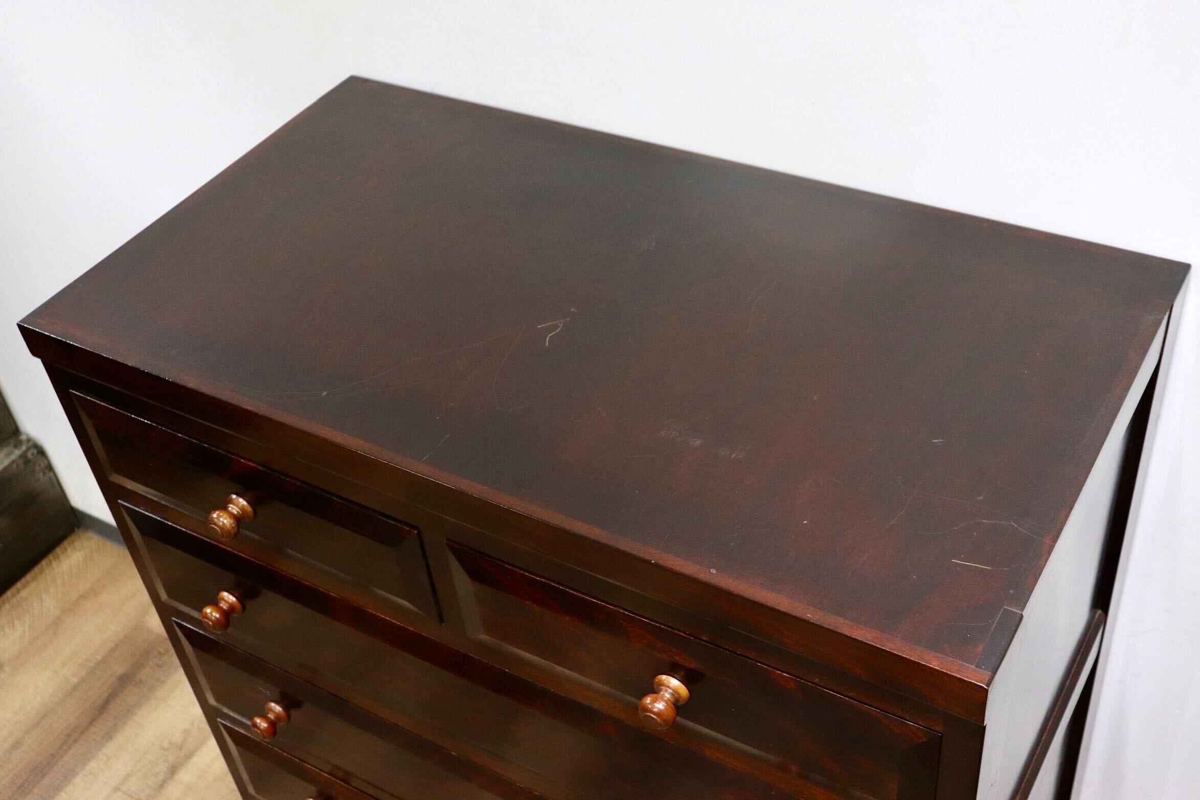GMHK623A○松本民芸家具 D型 6段チェスト 整理箪笥 洋服タンス 収納家具 最高級 ミズメザクラ 無垢材 民芸家具 和家具 レトロ 和モダン
