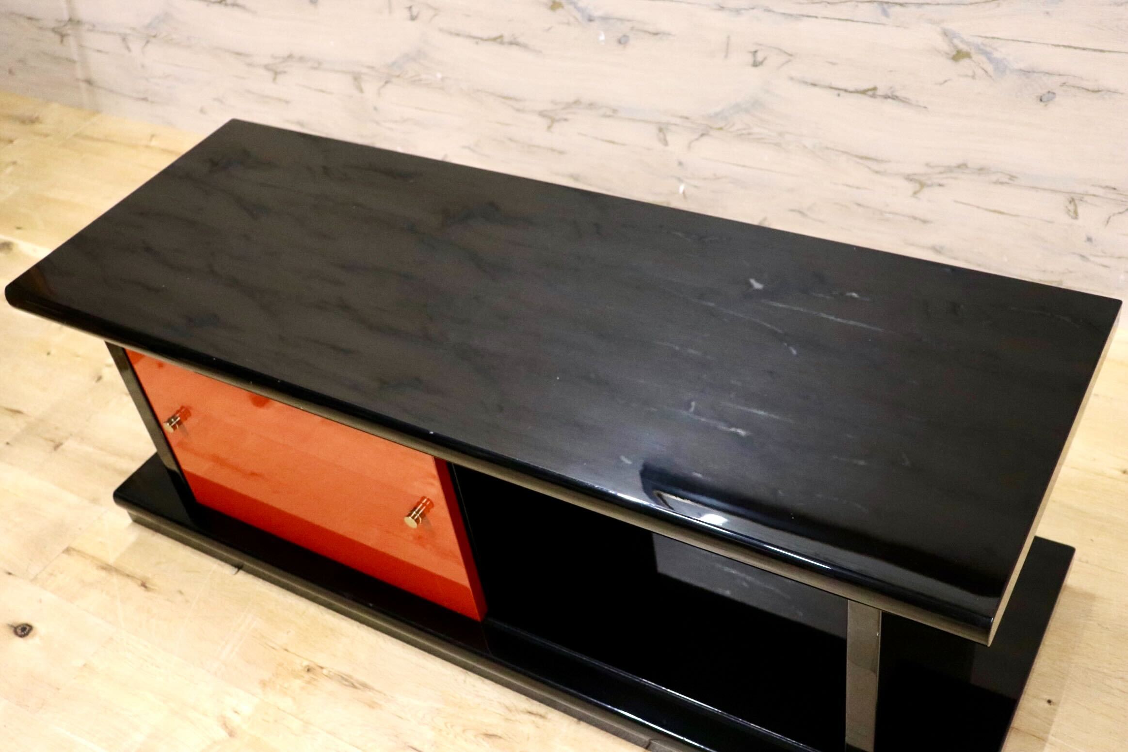 GMHS187E○輪島塗り サイドボード ローボード 茶棚 置床 朱色 伝統工芸 和家具 和モダン 和室 座敷 最高級 アンティーク 検)モリシゲ