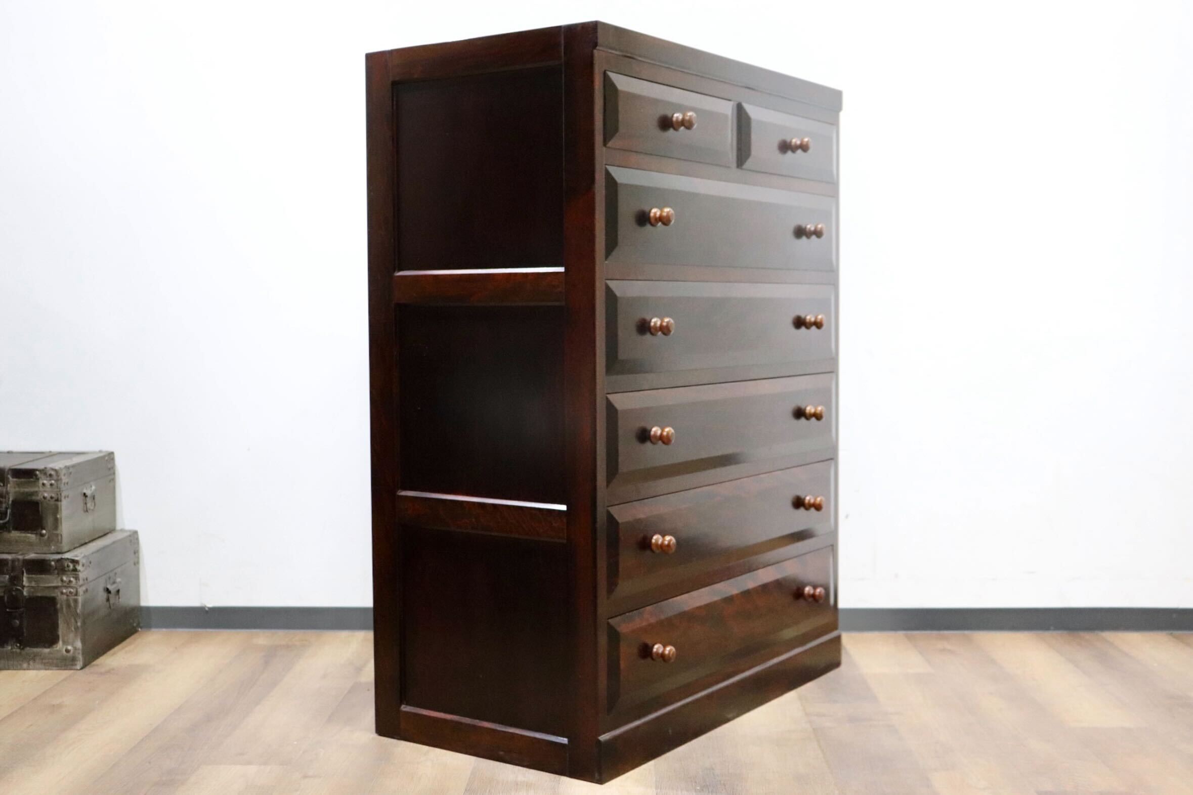 GMHK623A○松本民芸家具 D型 6段チェスト 整理箪笥 洋服タンス 収納家具 最高級 ミズメザクラ 無垢材 民芸家具 和家具 レトロ 和モダン