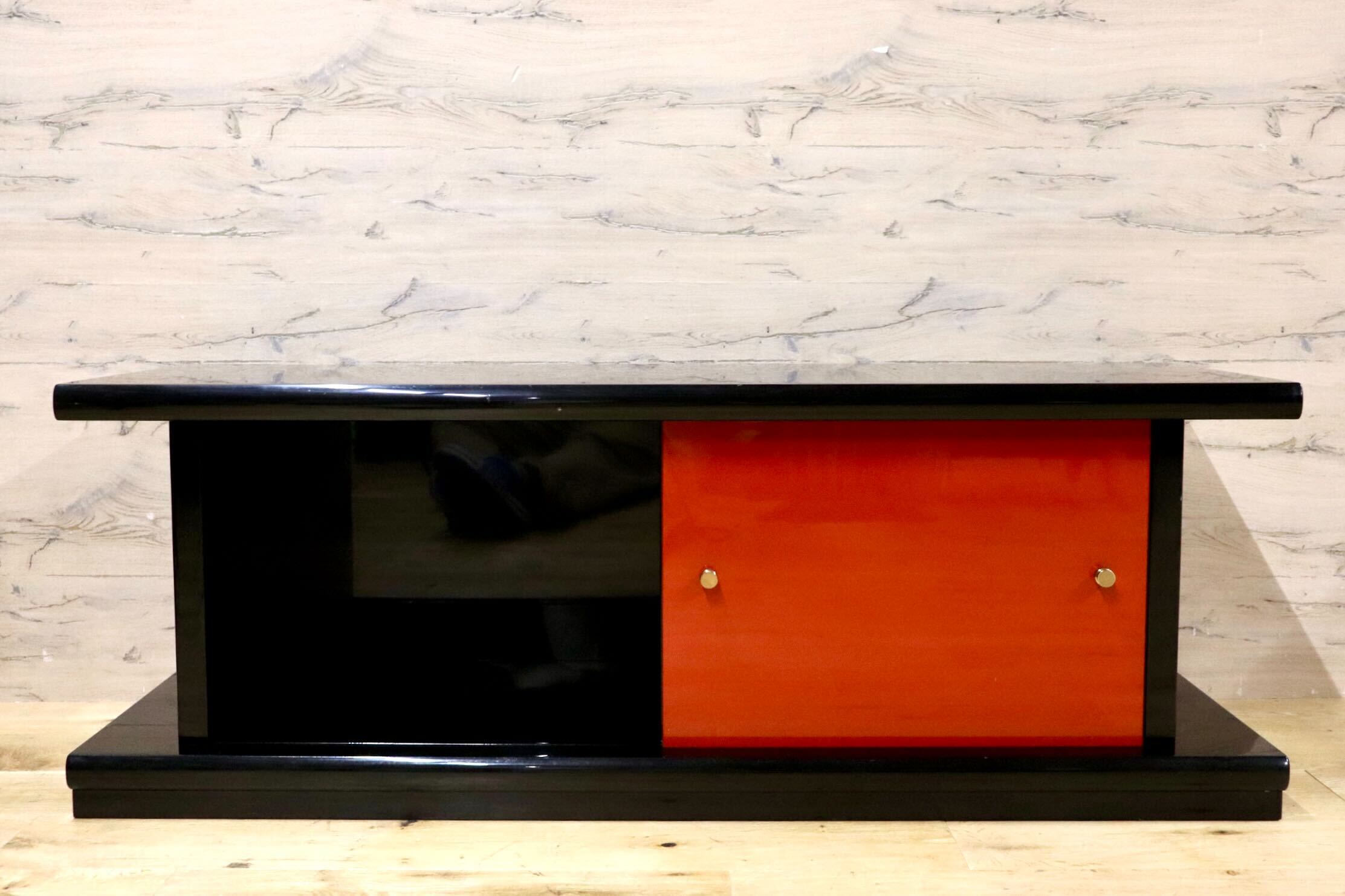 GMHS187E○輪島塗り サイドボード ローボード 茶棚 置床 朱色 伝統工芸 和家具 和モダン 和室 座敷 最高級 アンティーク 検)モリシゲ