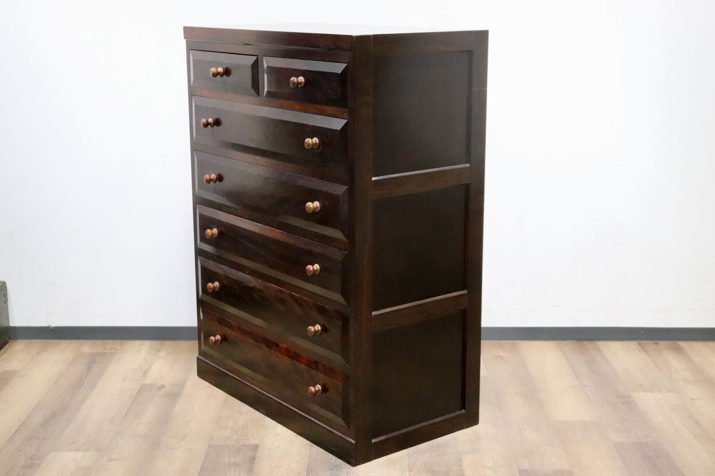 GMHK623A○松本民芸家具 D型 6段チェスト 整理箪笥 洋服タンス 収納家具 最高級 ミズメザクラ 無垢材 民芸家具 和家具 レトロ 和モダン