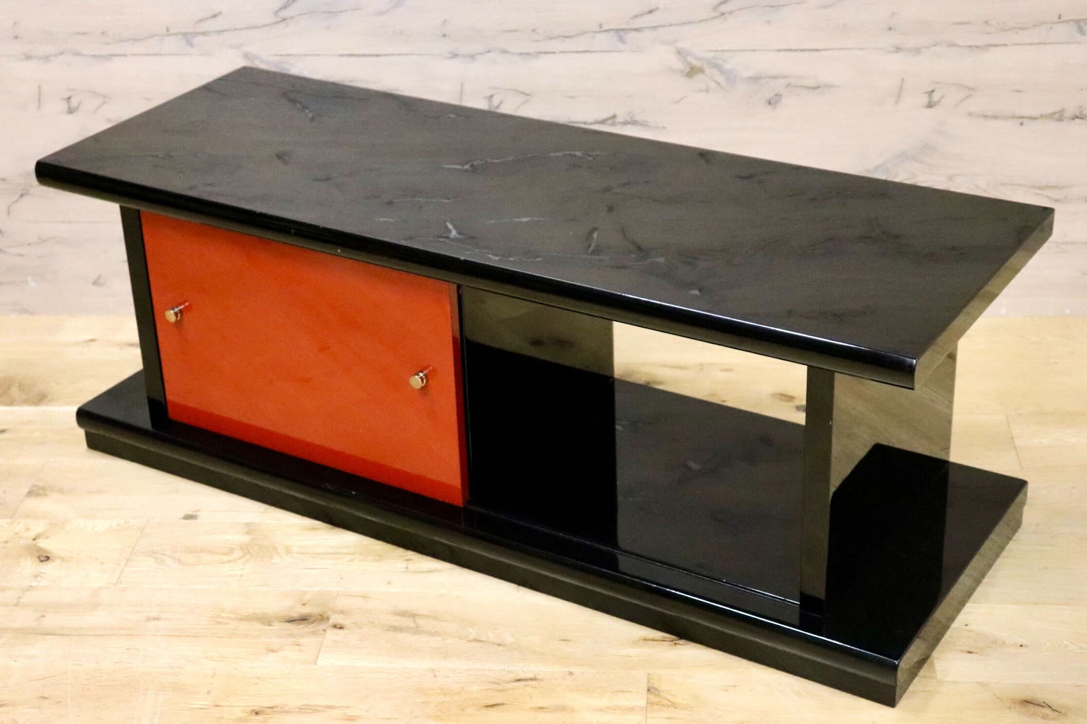 GMHS187E○輪島塗り サイドボード ローボード 茶棚 置床 朱色 伝統工芸 和家具 和モダン 和室 座敷 最高級 アンティーク 検)モリシゲ