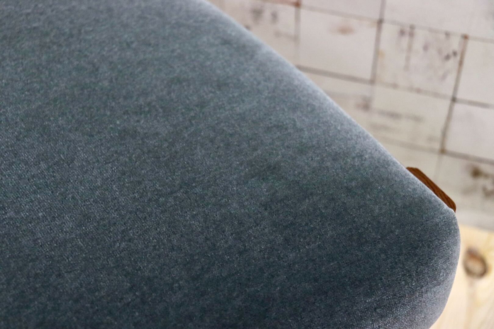 GMGT117D○英国アンティーク ダイニングチェア 食卓椅子 ファブリック グレー オーク 座面張替済 2脚セット クラシック 検)三越ブルージュ