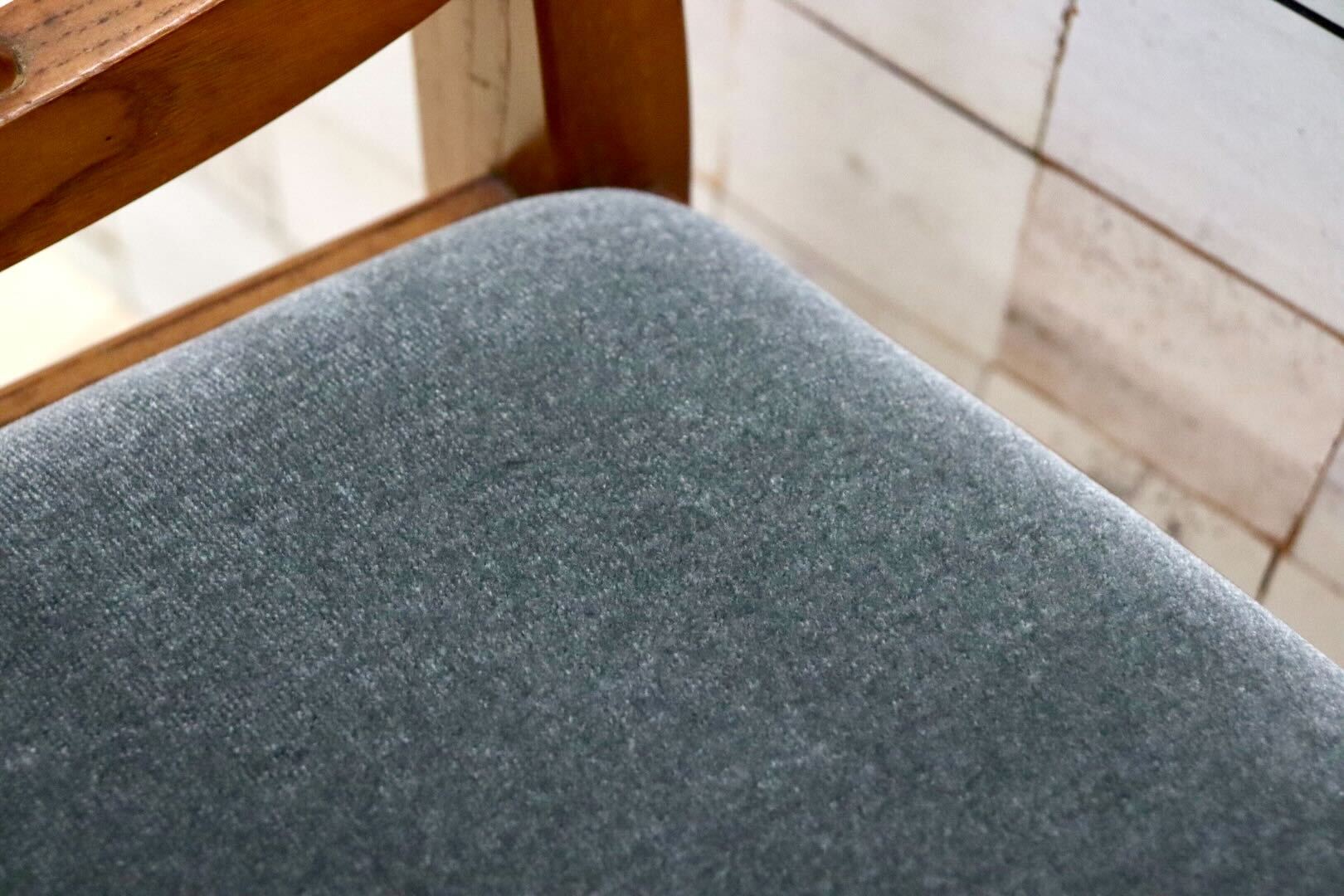 GMGT117E○英国アンティーク ダイニングチェア 食卓椅子 ファブリック グレー オーク 座面張替済 クラシック 検)三越ブルージュ