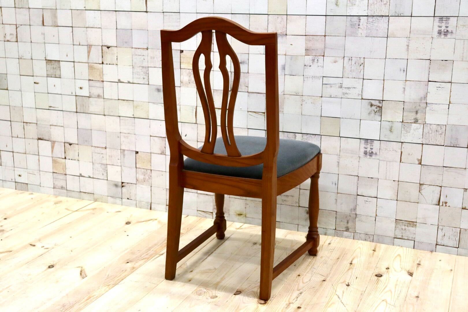 GMGT117E○英国アンティーク ダイニングチェア 食卓椅子 ファブリック グレー オーク 座面張替済 クラシック 検)三越ブルージュ