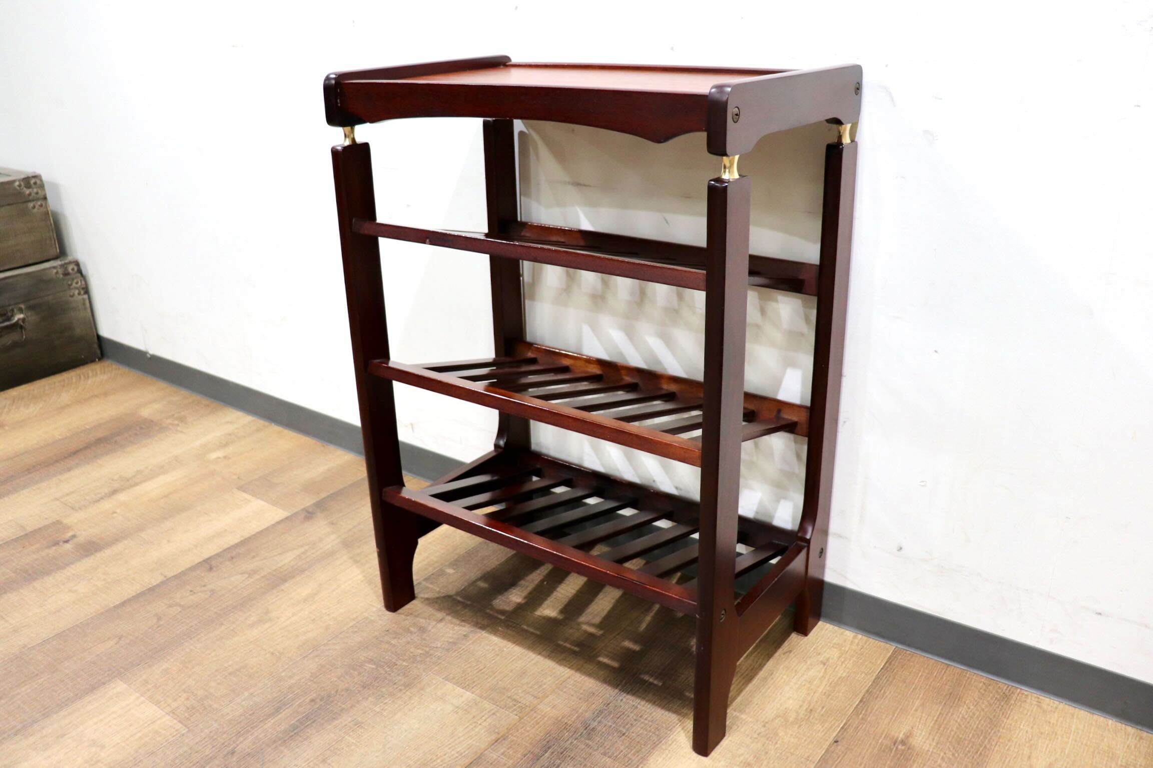 GMHH331B○スリッパラック 玄関収納 和モダン 古民家 マガジンラック 飾り棚 収納棚 3段 レトロ アンティーク 木製