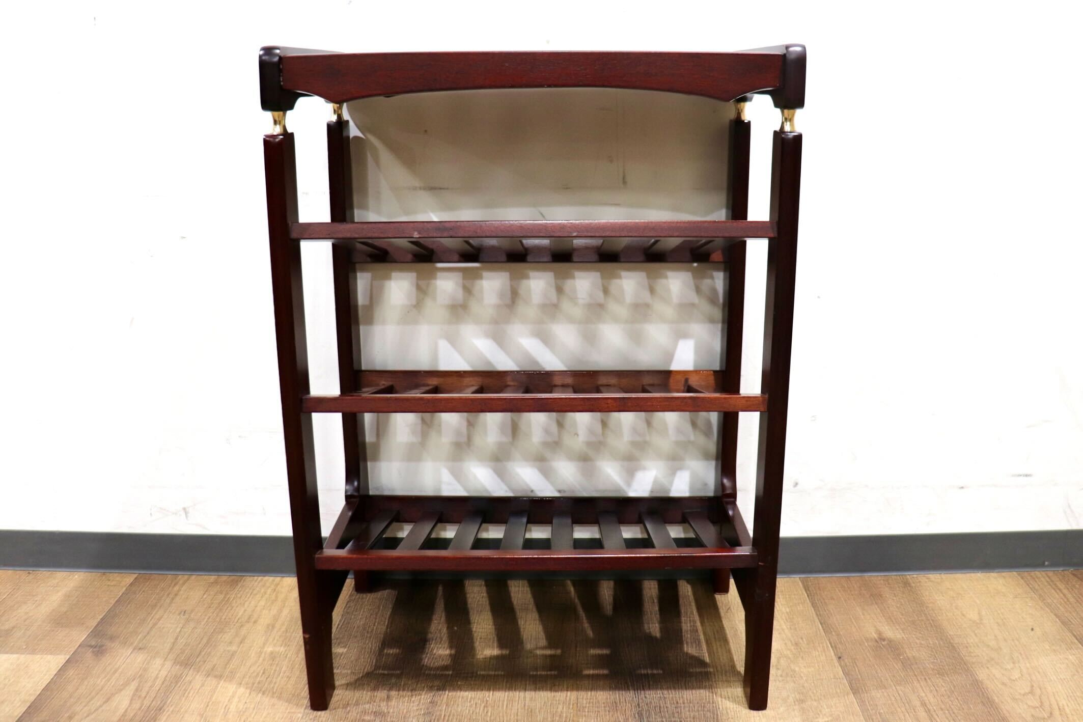 GMHH331B○スリッパラック 玄関収納 和モダン 古民家 マガジンラック 飾り棚 収納棚 3段 レトロ アンティーク 木製