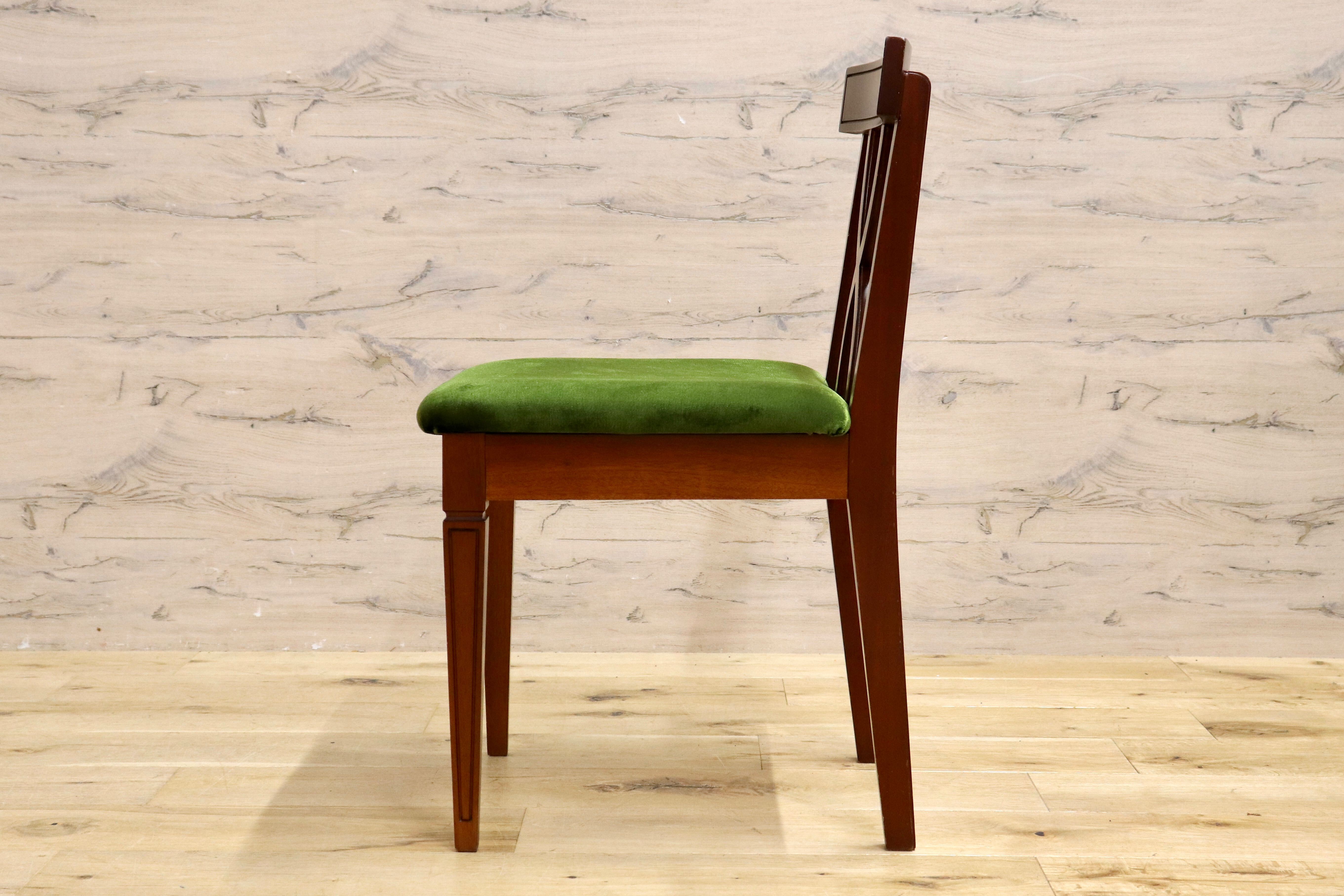 GMIH246○東海家具 / TOKAI KAGU Kent Chair ケントチェア ダイニングチェア ドレッサー ヴィンテージ アンティーク モケットグリーン