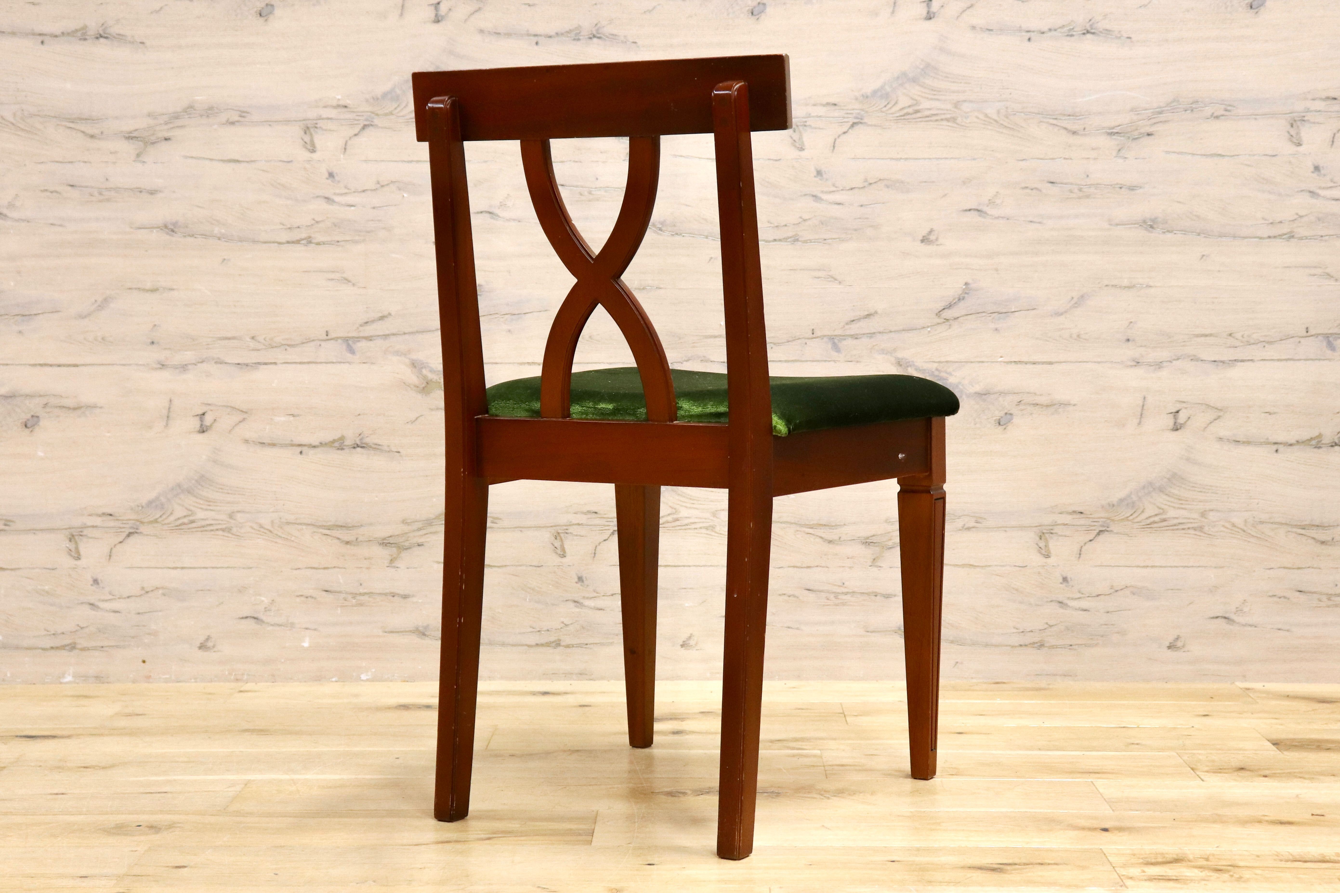 GMIH246○東海家具 / TOKAI KAGU Kent Chair ケントチェア ダイニングチェア ドレッサー ヴィンテージ アンティーク モケットグリーン