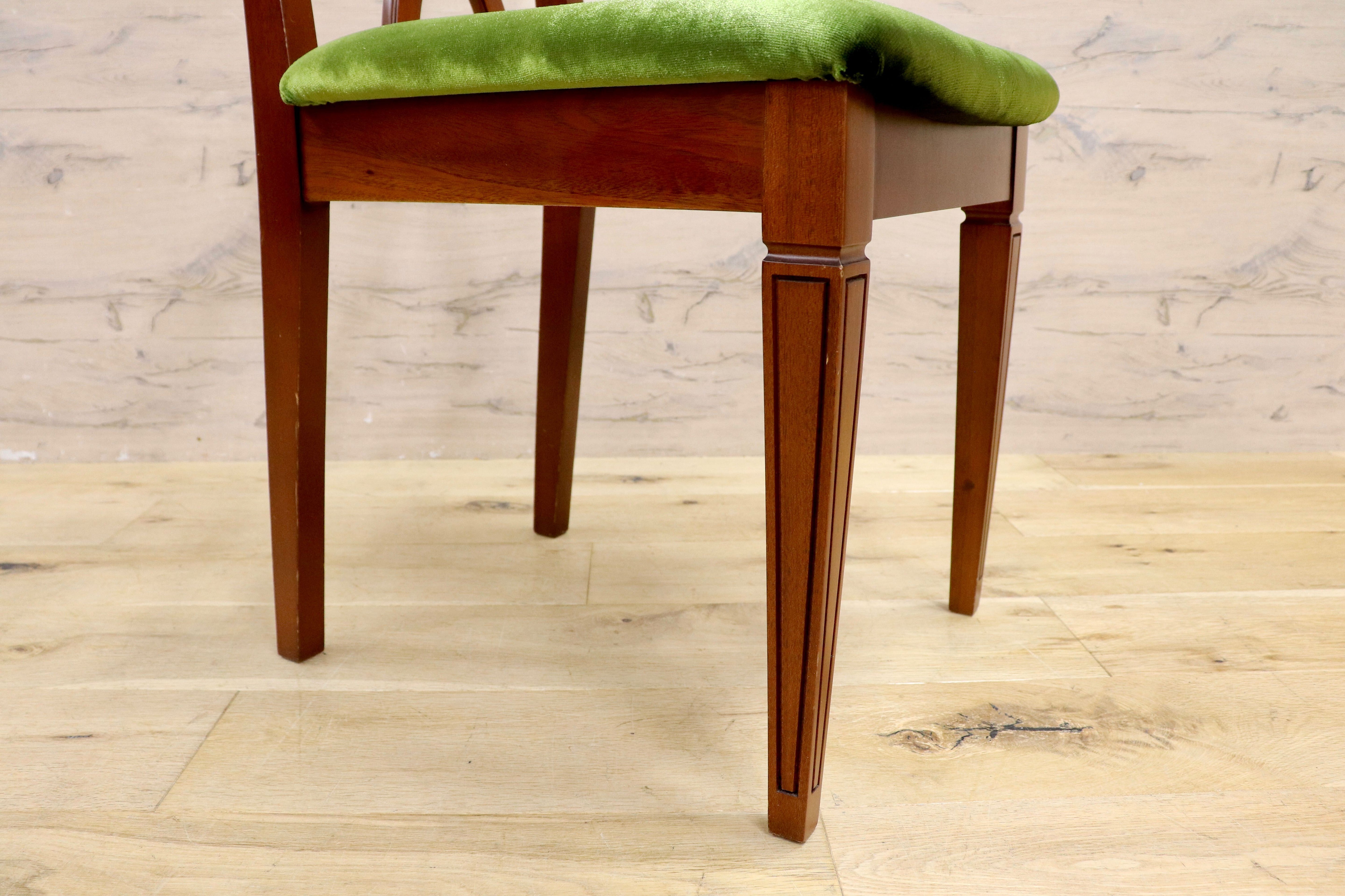GMIH246○東海家具 / TOKAI KAGU Kent Chair ケントチェア ダイニングチェア ドレッサー ヴィンテージ アンティーク モケットグリーン