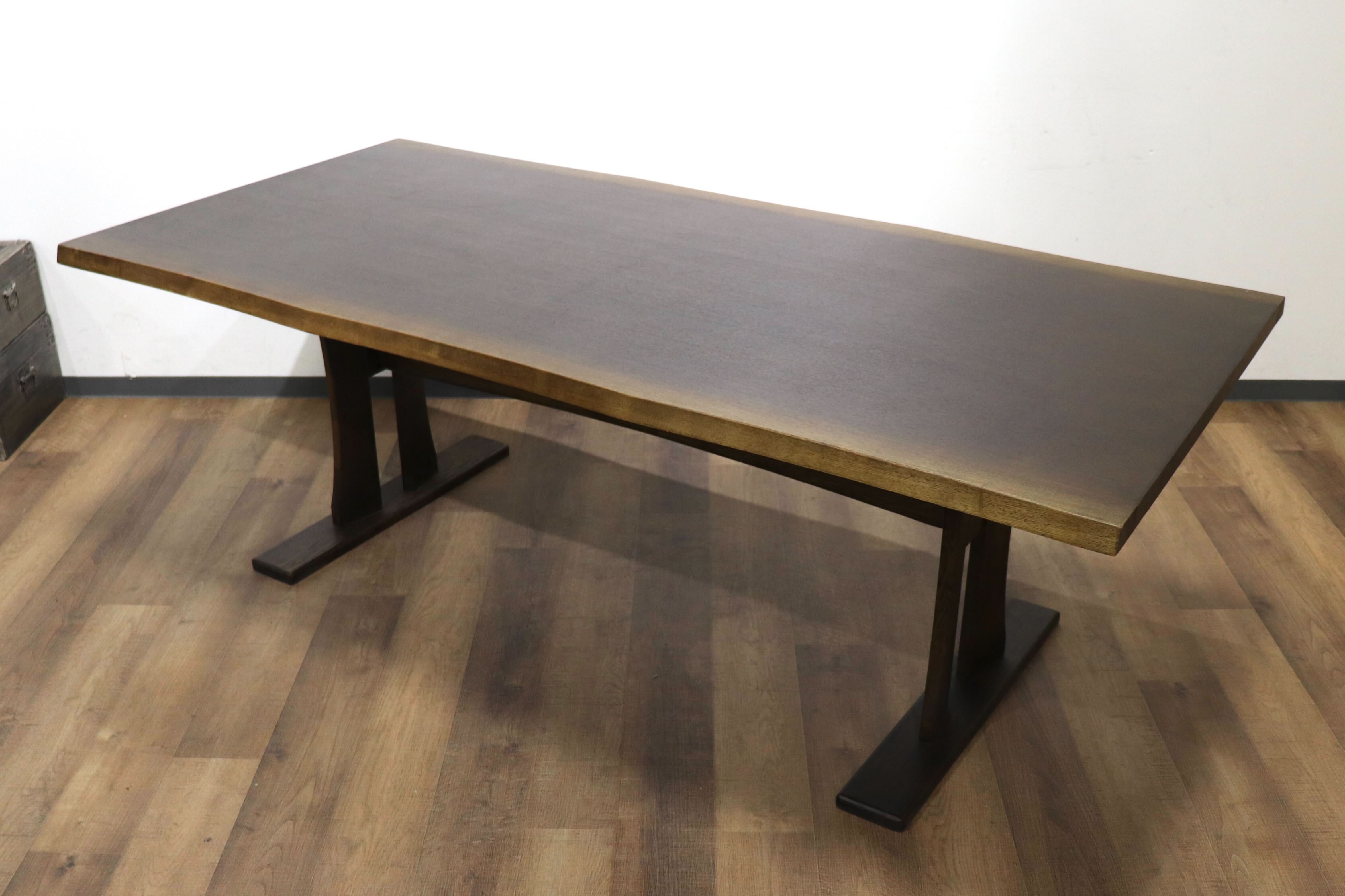GMHN240○ニトリ / NITORI DT ダイニングテーブル 食卓テーブル 作業台 テーブル ダークブラウン タモ材 古民家 定価約6.9万