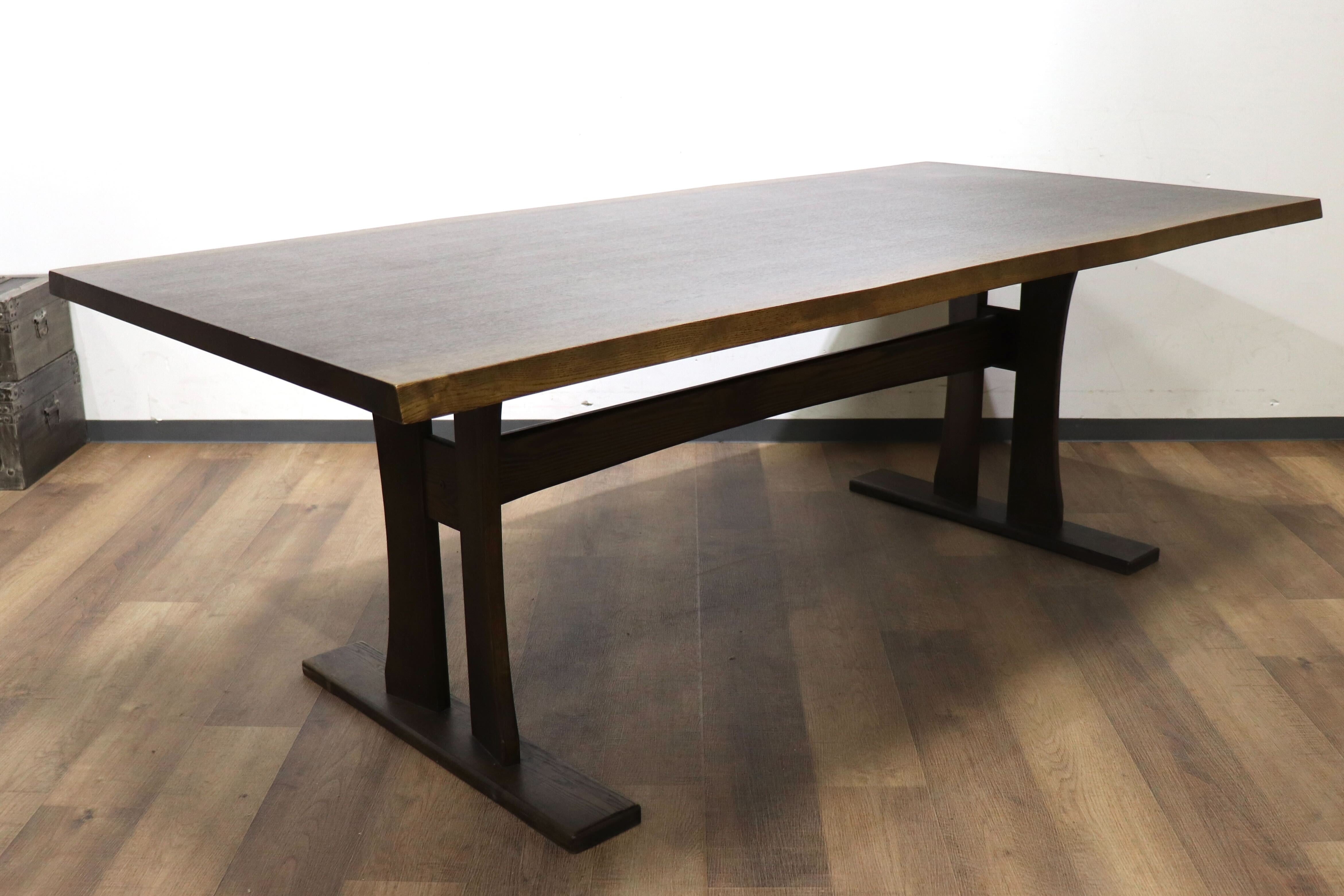 GMHN240○ニトリ / NITORI DT ダイニングテーブル 食卓テーブル 作業台 テーブル ダークブラウン タモ材 古民家 定価約6.9万