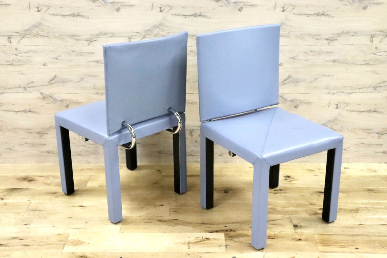 GMFS270B○B&B ITALIA Arcadia アルカディア ダイニングチェア 椅子 4脚セット 総本革 イタリアモダン ヴィンテージ 定価約104万 希少 名作