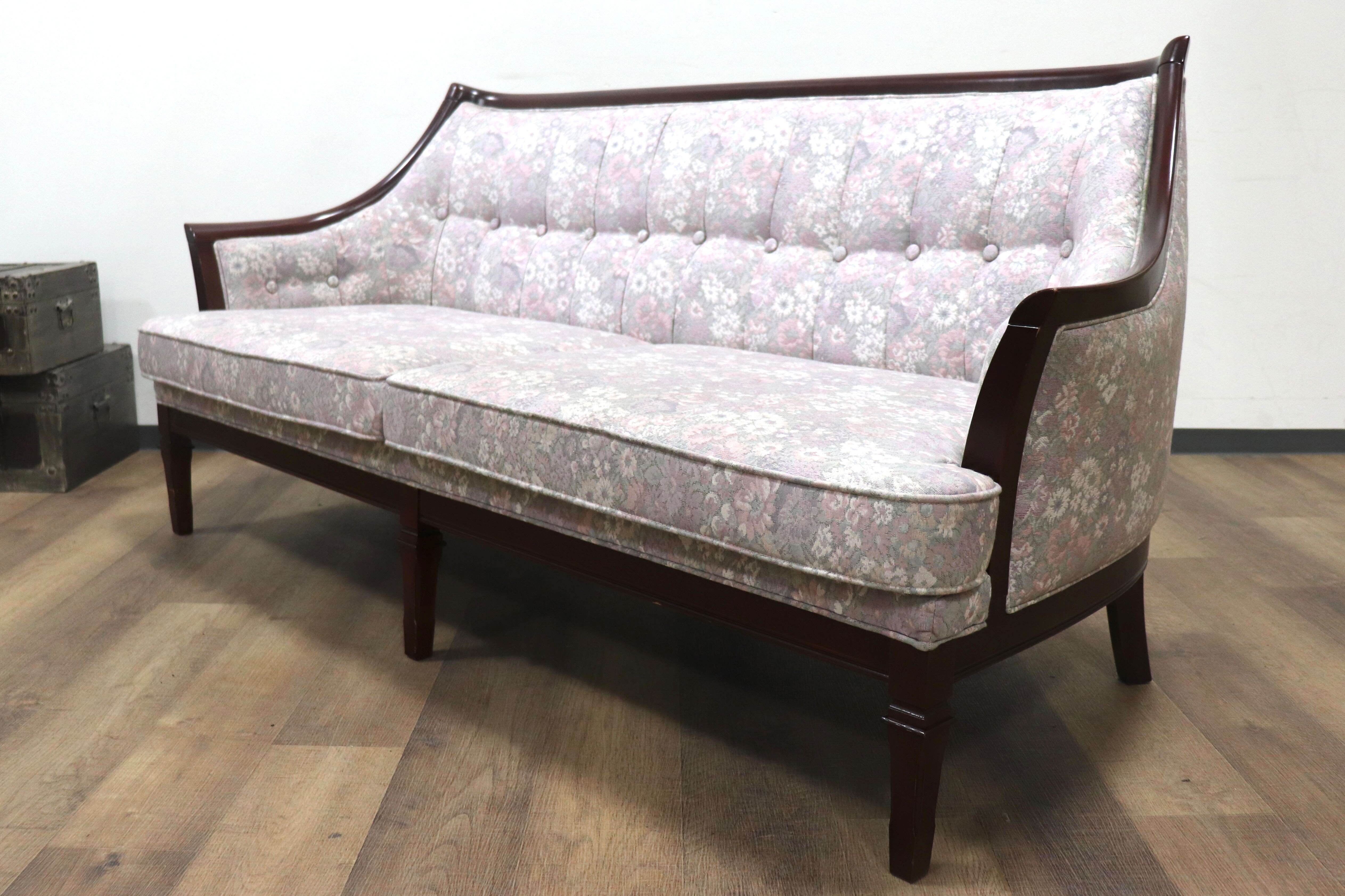 GMHS59○maruni / マルニ 地中海 サランテ 2人掛けソファ ラブソファ 2シーター アームソファ ファブリック 花柄 定価約27万