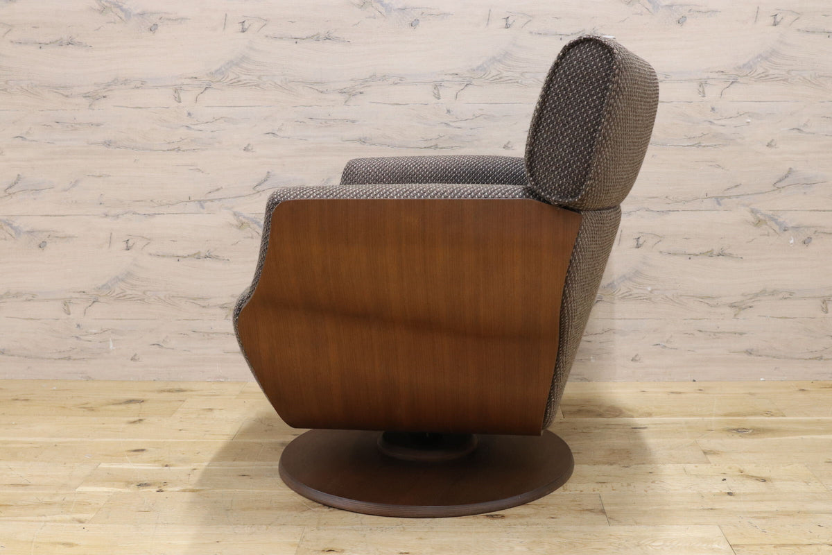 GMJK477B○FUJI FURNITURE / 冨士ファニチア Tapio タピオ ウォールナットカラー ラウンドソファ 中村曻 回転式 ファブリック 約23万