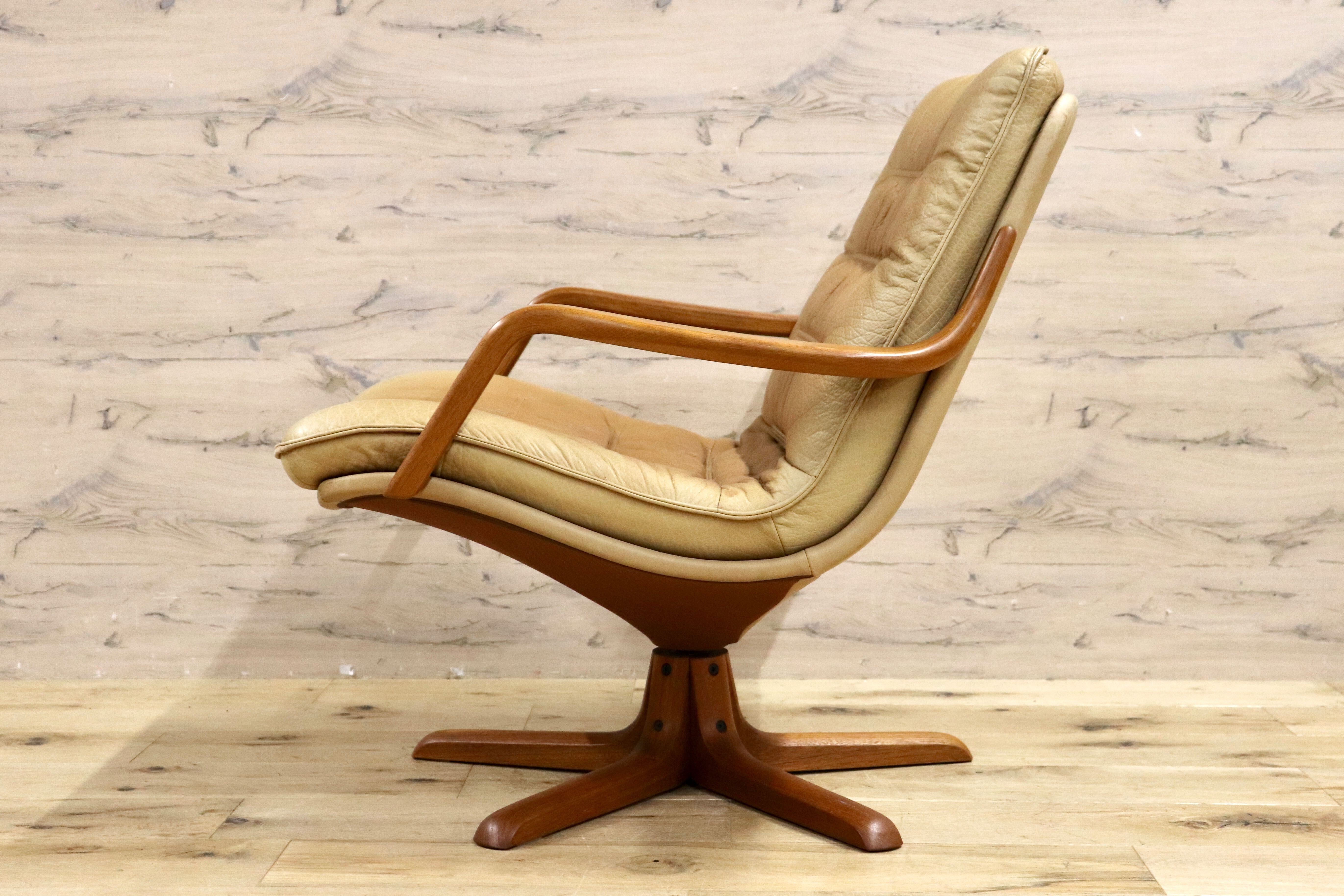 GMIK109A○BERG Furniture / ベルグファニチャー 1人掛けソファ ラウンジチェア 回転式 本革 ミッドセンチュリー ヴィンテージ デンマーク