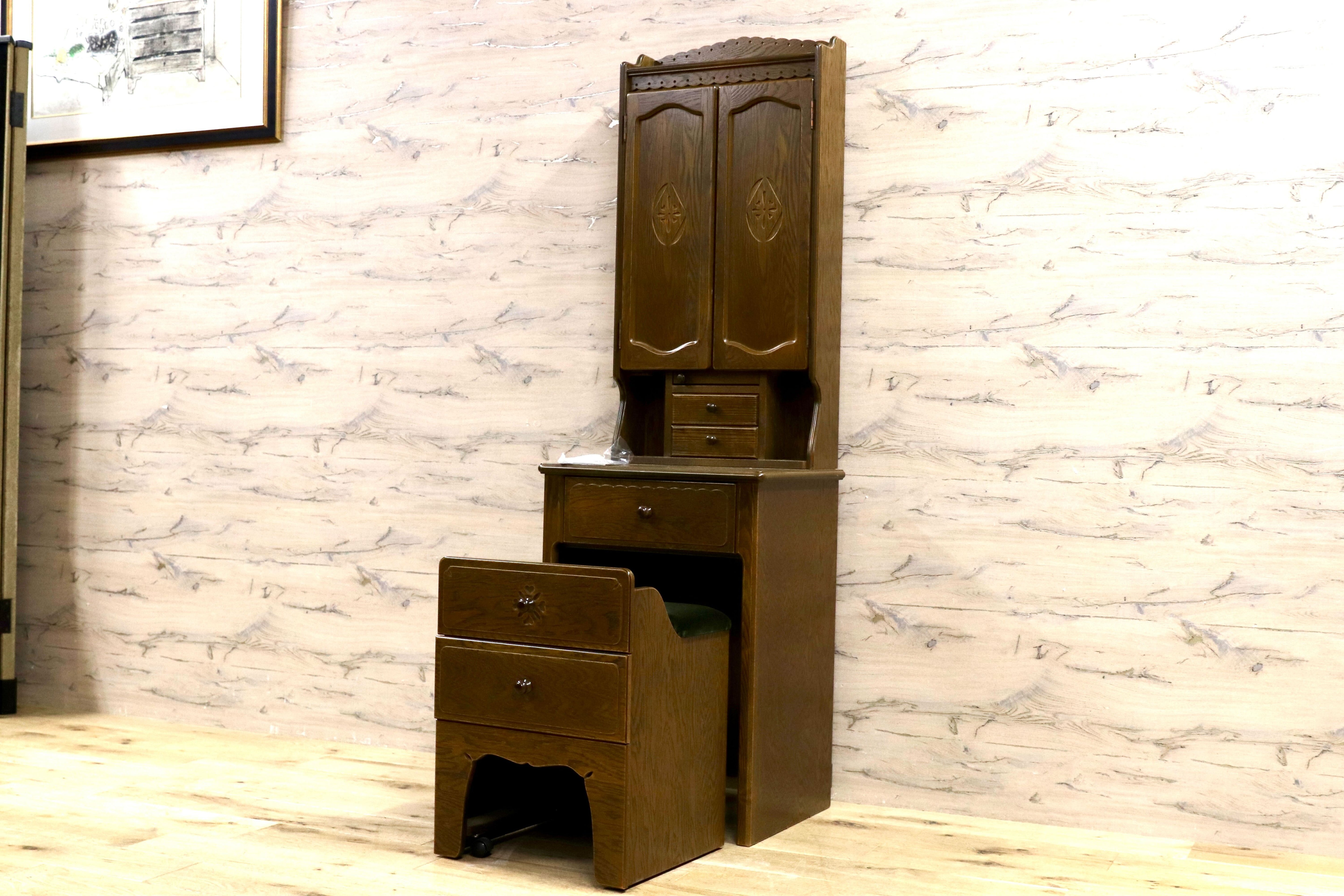 GMIS349○パリの雑貨屋 インテルナ南條 三面ドレッサー 鏡台 化粧台 スツール付き 定価26.4万