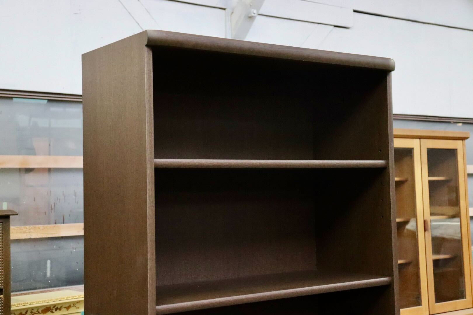 GMIS438○浜本工芸 / HAMAMOTO No.3600 書棚 本棚 ブックシェルフ ラック キャビネット 収納棚 楢材 無垢 定価約10.5万 モデルルーム展示品