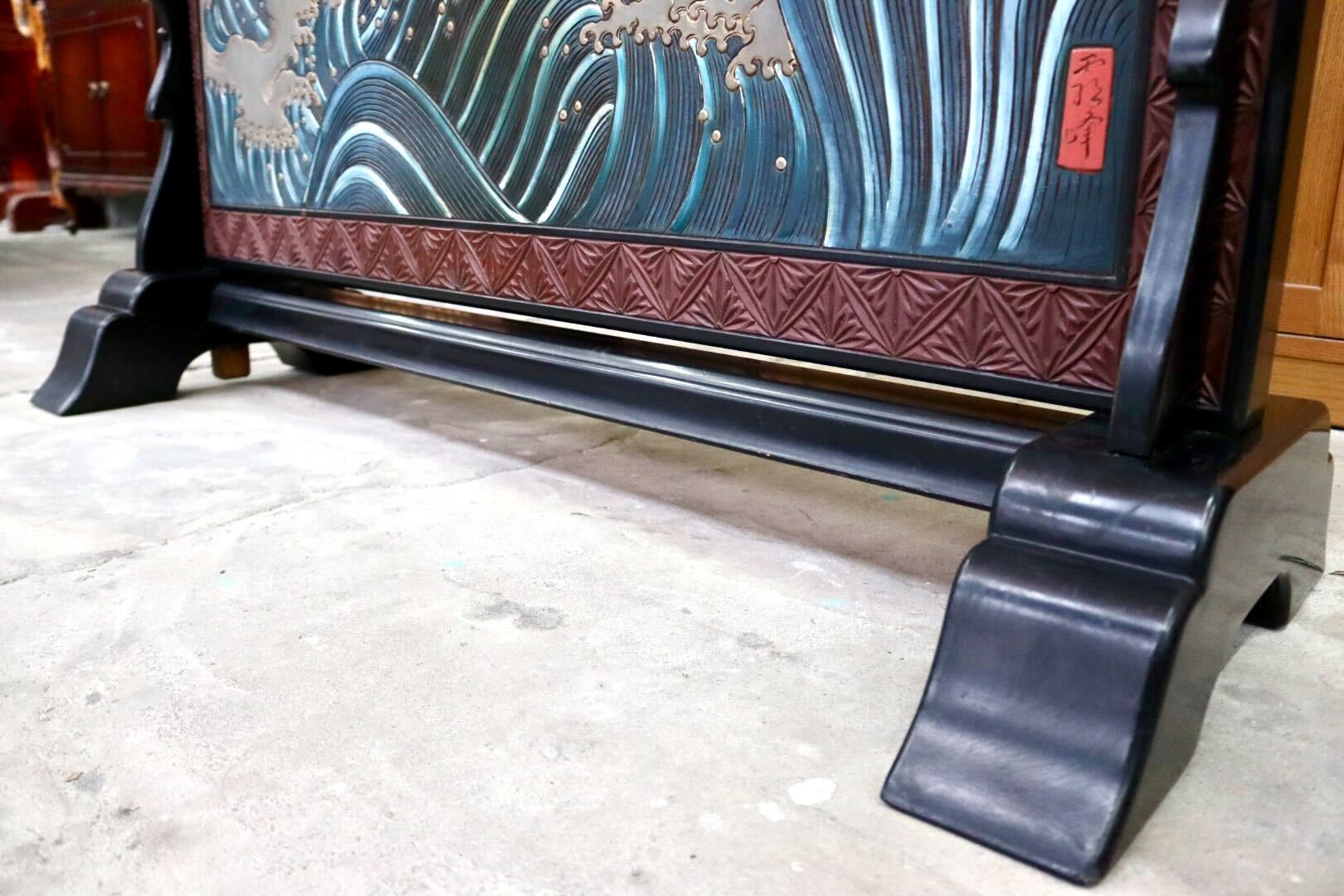 GMIH512○衝立 パーテーション オブジェ 飾り板 仕切り板 間仕切り 和家具 龍 孔雀 和モダン 和室 座敷 古民家 レトロ
