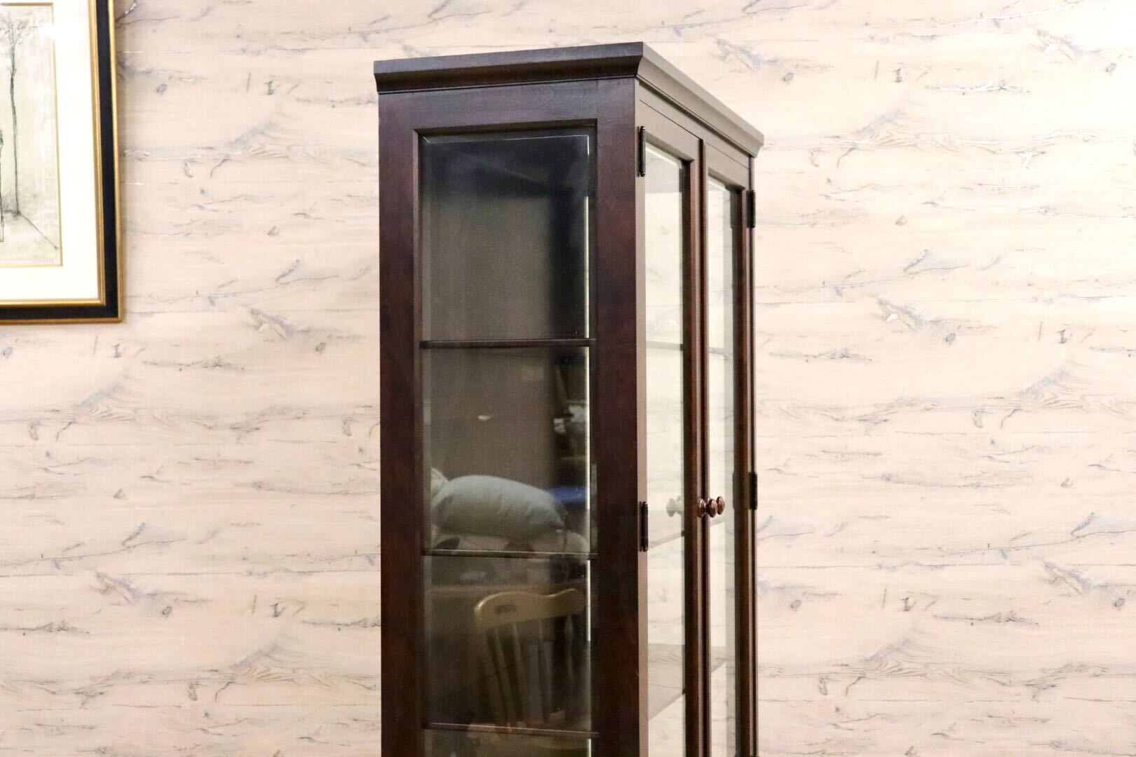 GMHN62○北海道民芸家具 OM158 飾り棚 キャビネット キュリオケース 収納棚 樺材 無垢 和家具 和室 古民家 和モダン 定価約30万