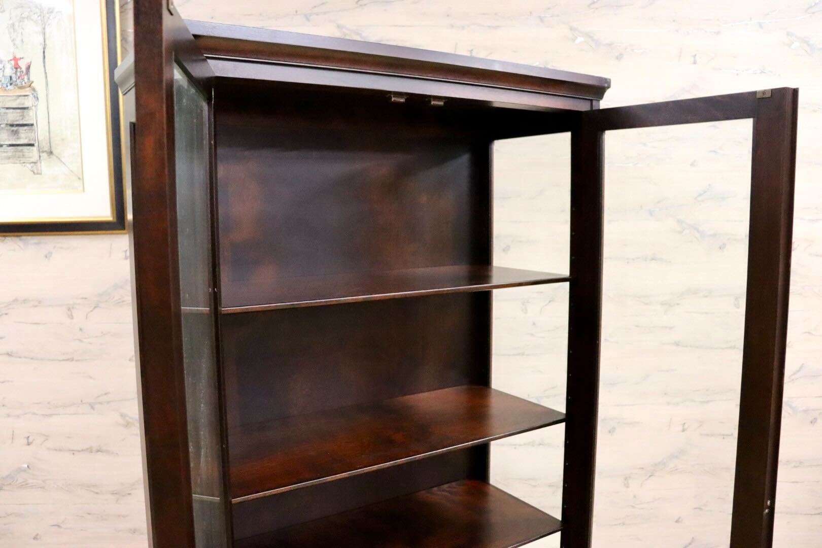 GMHN62○北海道民芸家具 OM158 飾り棚 キャビネット キュリオケース 収納棚 樺材 無垢 和家具 和室 古民家 和モダン 定価約30万