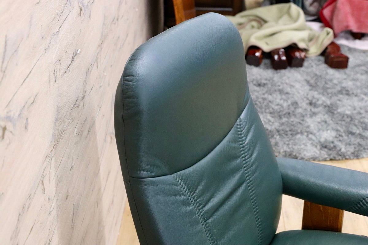 GMJK485○EKORNES / エコーネス Stressless ストレスレス コンサル リクライニングチェア オットマンセット 総本革 グリーン ノルウェー製