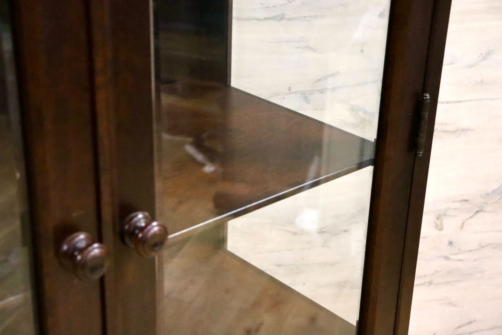 GMHN62○北海道民芸家具 OM158 飾り棚 キャビネット キュリオケース 収納棚 樺材 無垢 和家具 和室 古民家 和モダン 定価約30万