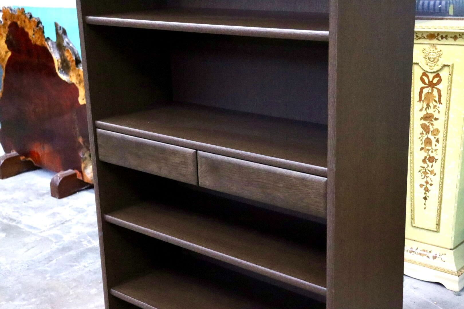 GMIS438○浜本工芸 / HAMAMOTO No.3600 書棚 本棚 ブックシェルフ ラック キャビネット 収納棚 楢材 無垢 定価約10.5万 モデルルーム展示品