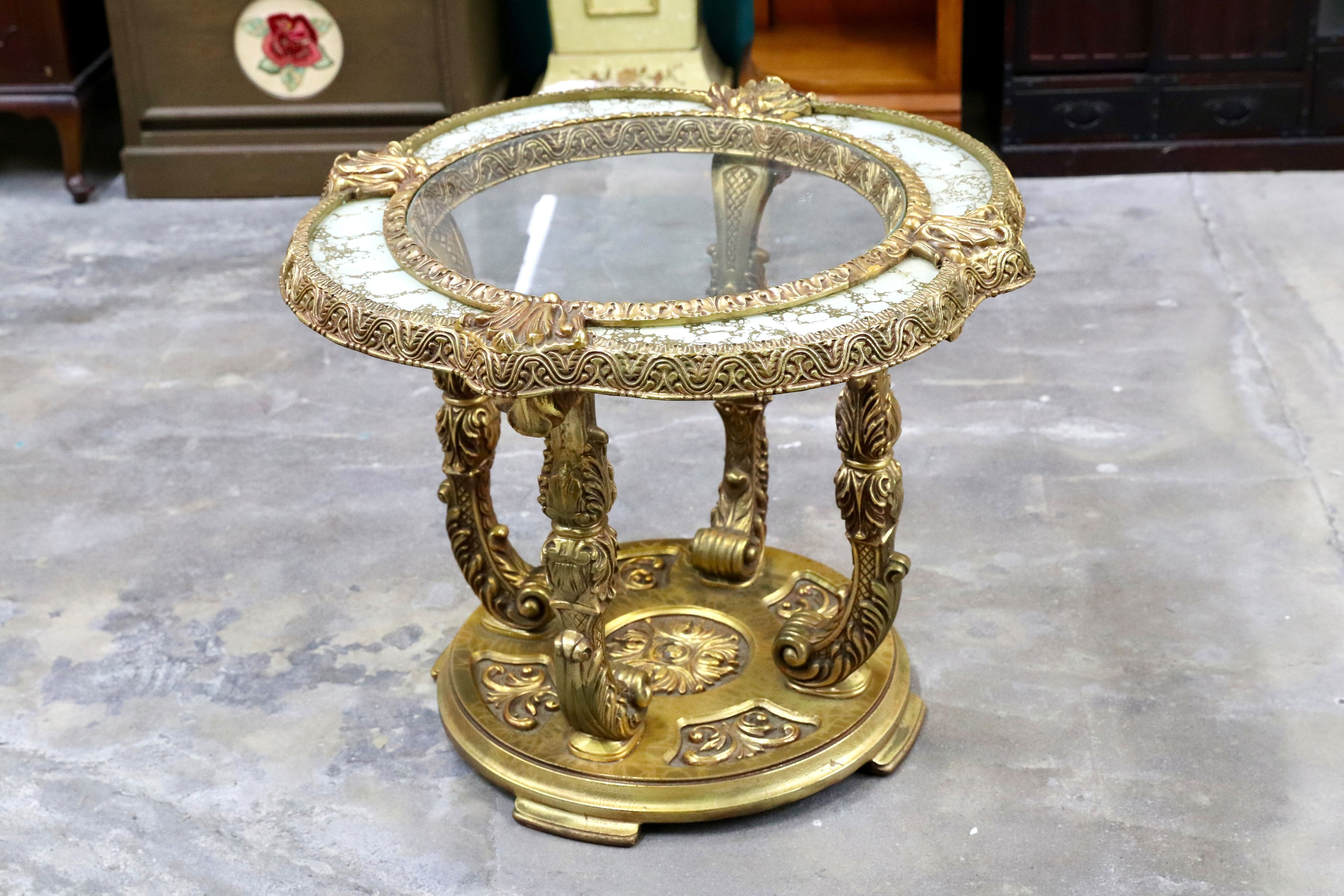 GMIS372○西洋 アンティーク サイドテーブル コンソールテーブル 花台 ゴールド ラグジュアリー モダン ヴィンテージ 店舗什器