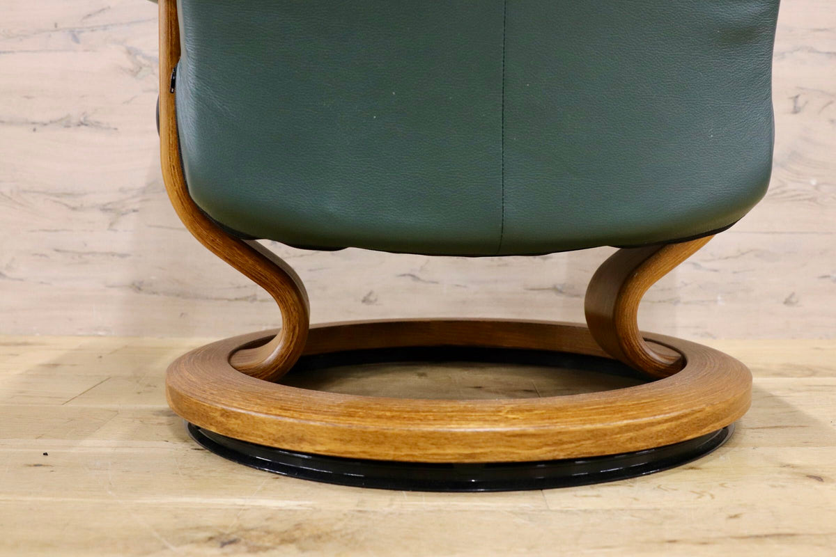 GMJK485○EKORNES / エコーネス Stressless ストレスレス コンサル リクライニングチェア オットマンセット 総本革 グリーン ノルウェー製