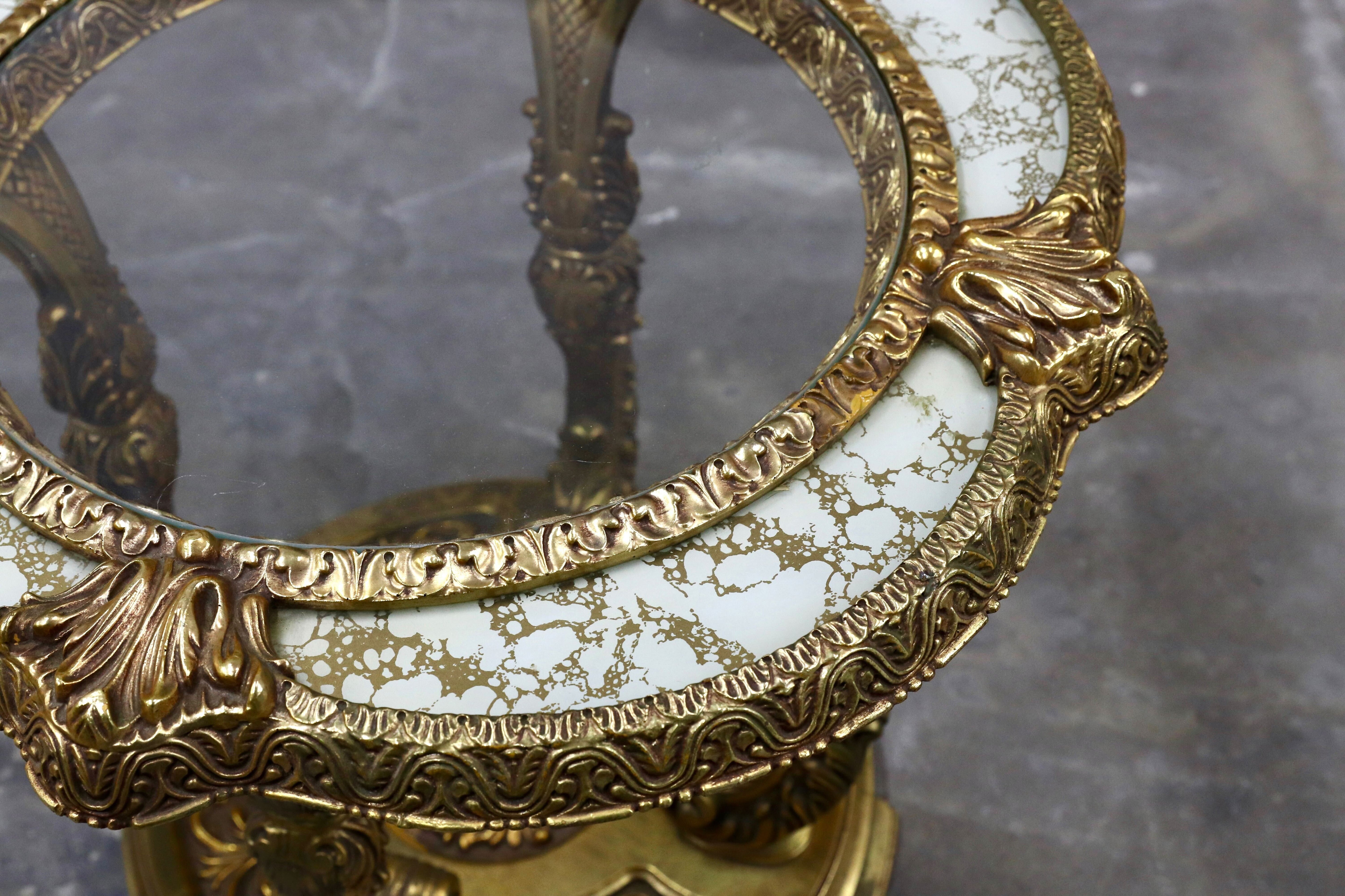 GMIS372○西洋 アンティーク サイドテーブル コンソールテーブル 花台 ゴールド ラグジュアリー モダン ヴィンテージ 店舗什器