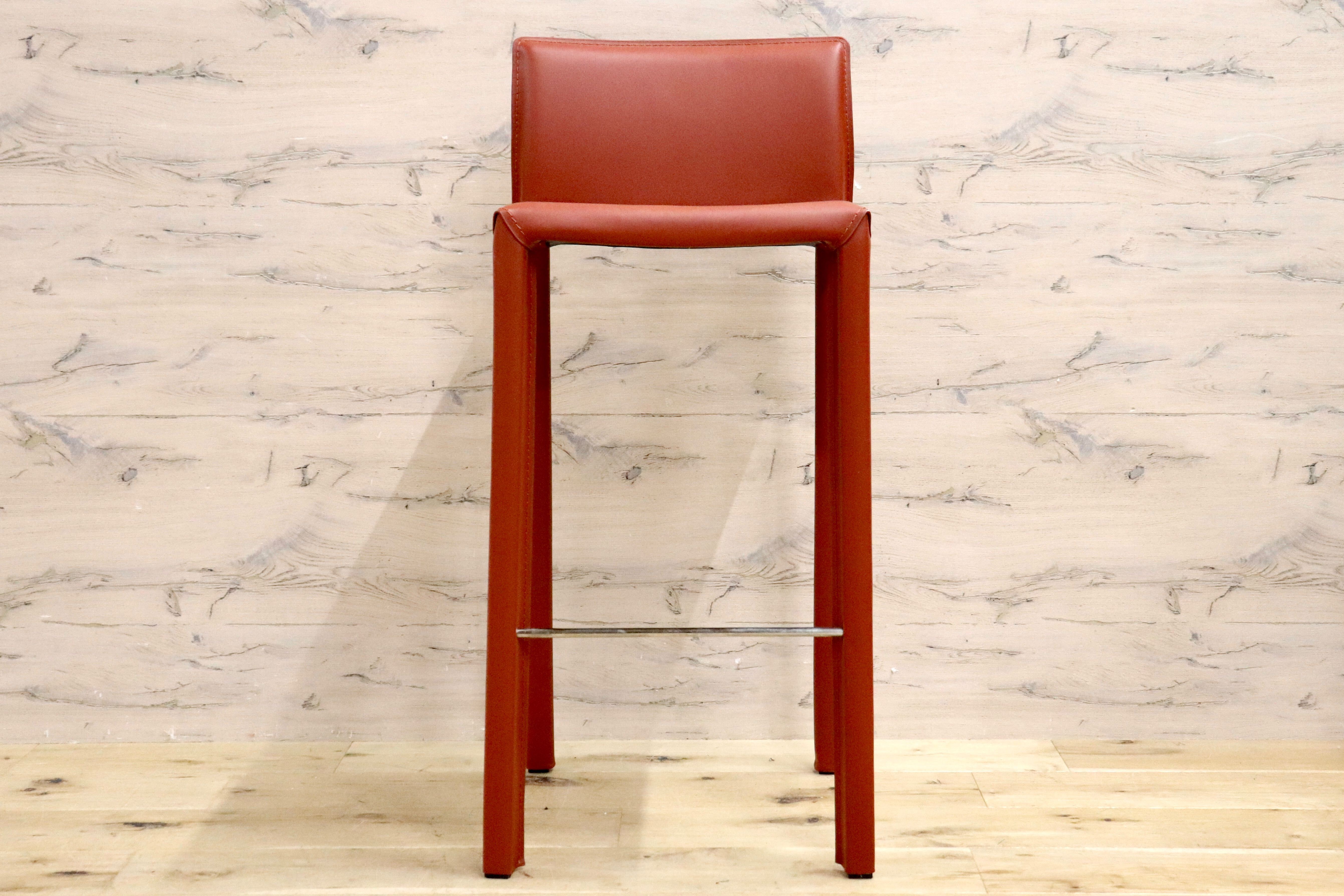 GMGN476A○アダル カウンターチェア ハイチェア バーチェア ハイスツール バースツール リサイクルレザー 赤 モダン シンプル 展示品