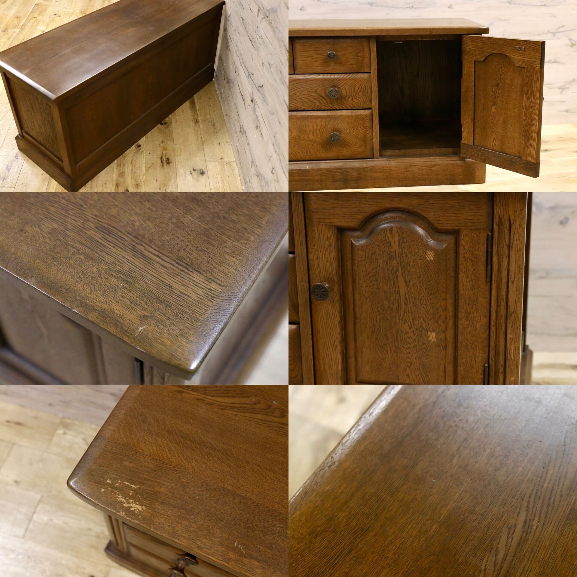 GMHK413A○山室家具 ESPOIR エスポアール ローボード チェスト 旭川家具 楢材 レトロ カントリー