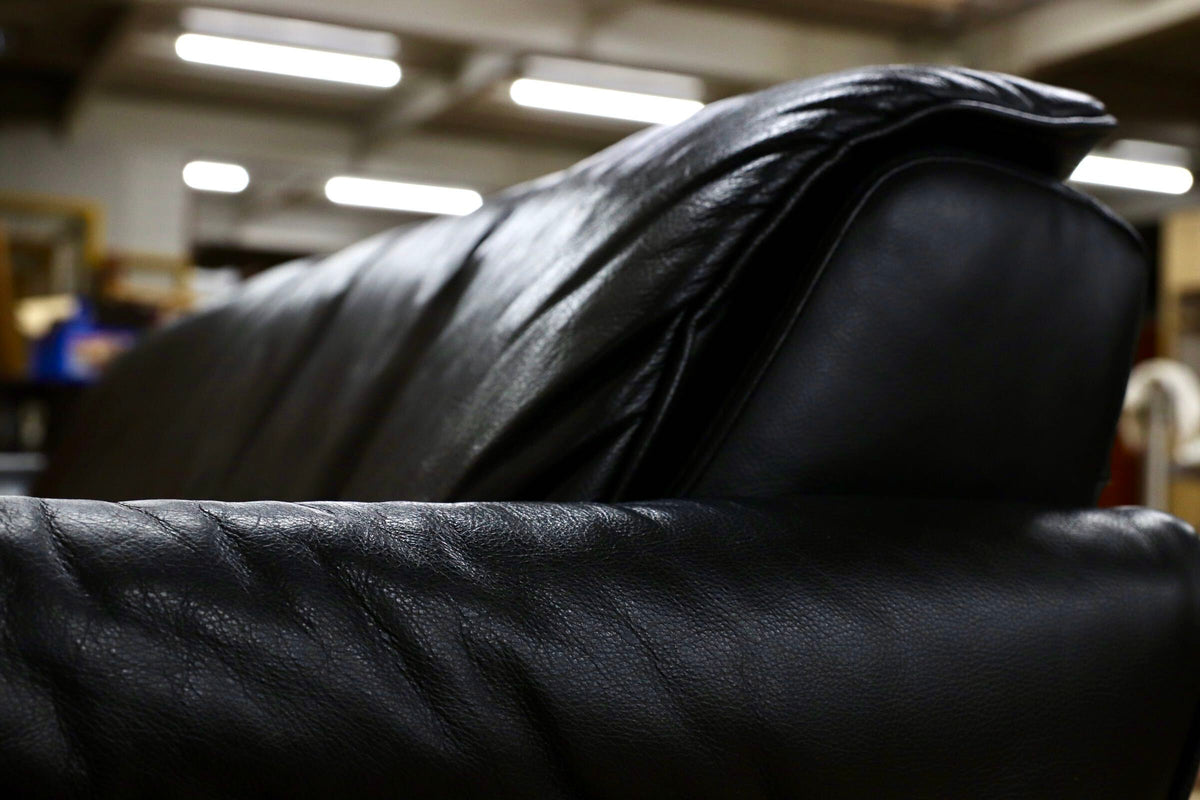 GMJK475○NATUZZI / ナツッジ LEATHER EDITIONS レザーエディションズ 3人掛けソファ 総本革 ブラック プライウッドフレーム ヴィンテージ