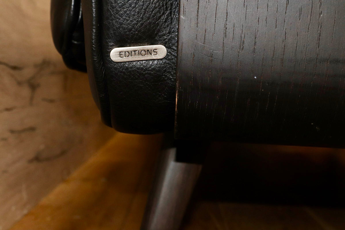 GMJK475○NATUZZI / ナツッジ LEATHER EDITIONS レザーエディションズ 3人掛けソファ 総本革 ブラック プライウッドフレーム ヴィンテージ