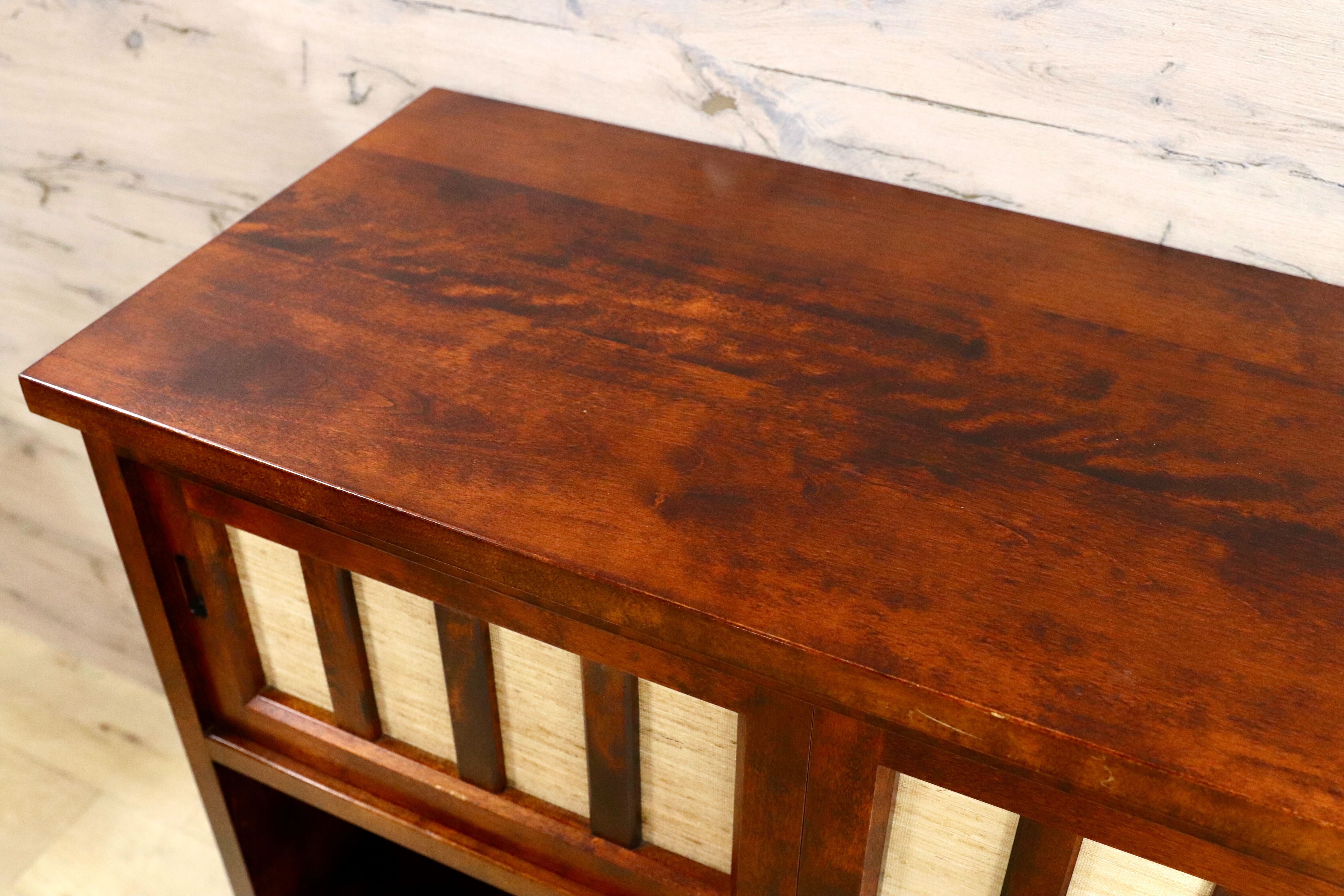 GMHH96○民藝家具 サイドボード リビングボード 茶棚 樺材 無垢材 和モダン レトロ 和室 座敷 検)九州民芸家具 松本民芸家具