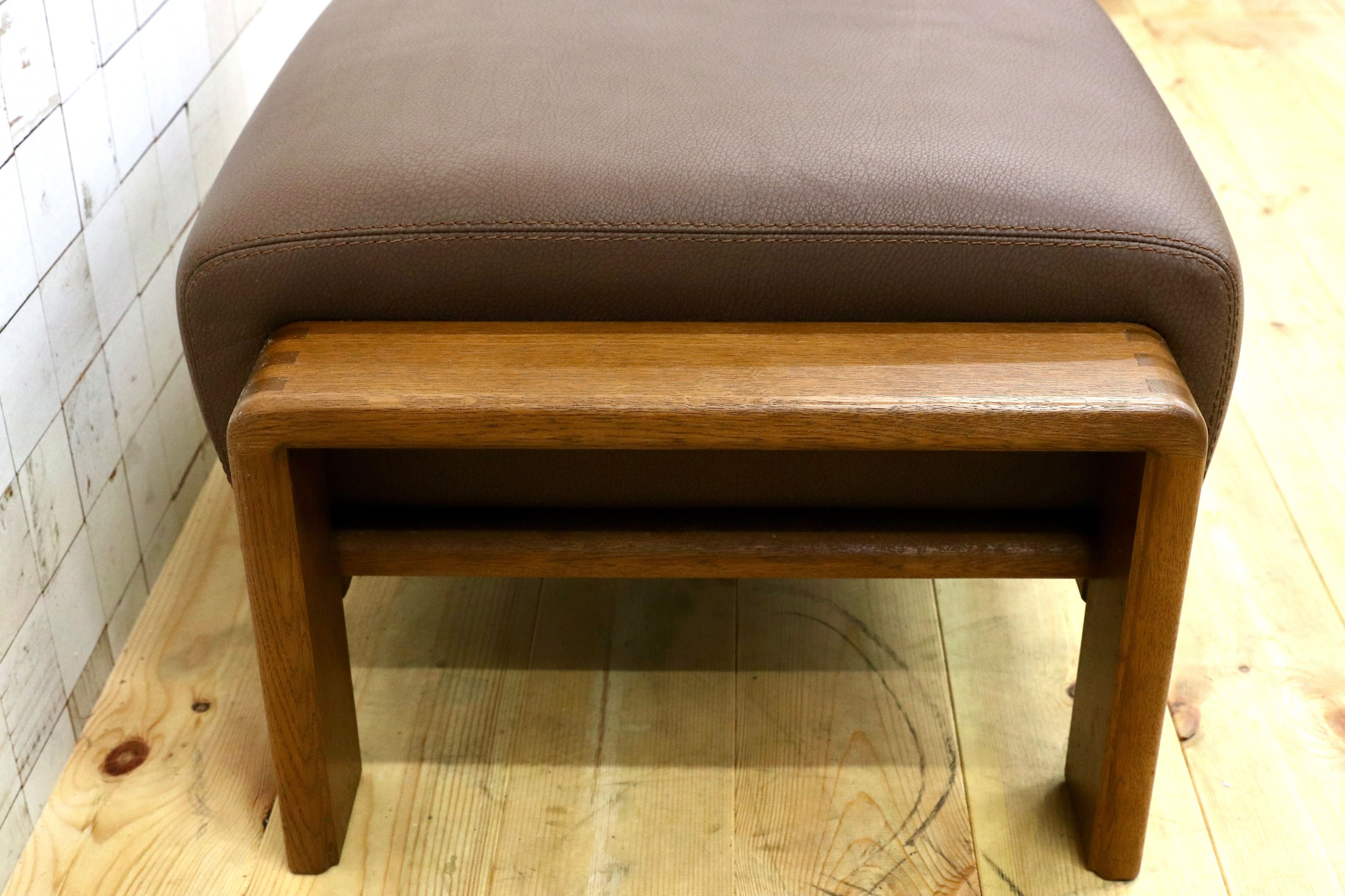 GMHK570○カンディハウス / CONDE HOUSE インテリアセンター BOLS ボルス 本革 レザー オットマン フットスツール 旭川家具 約20万