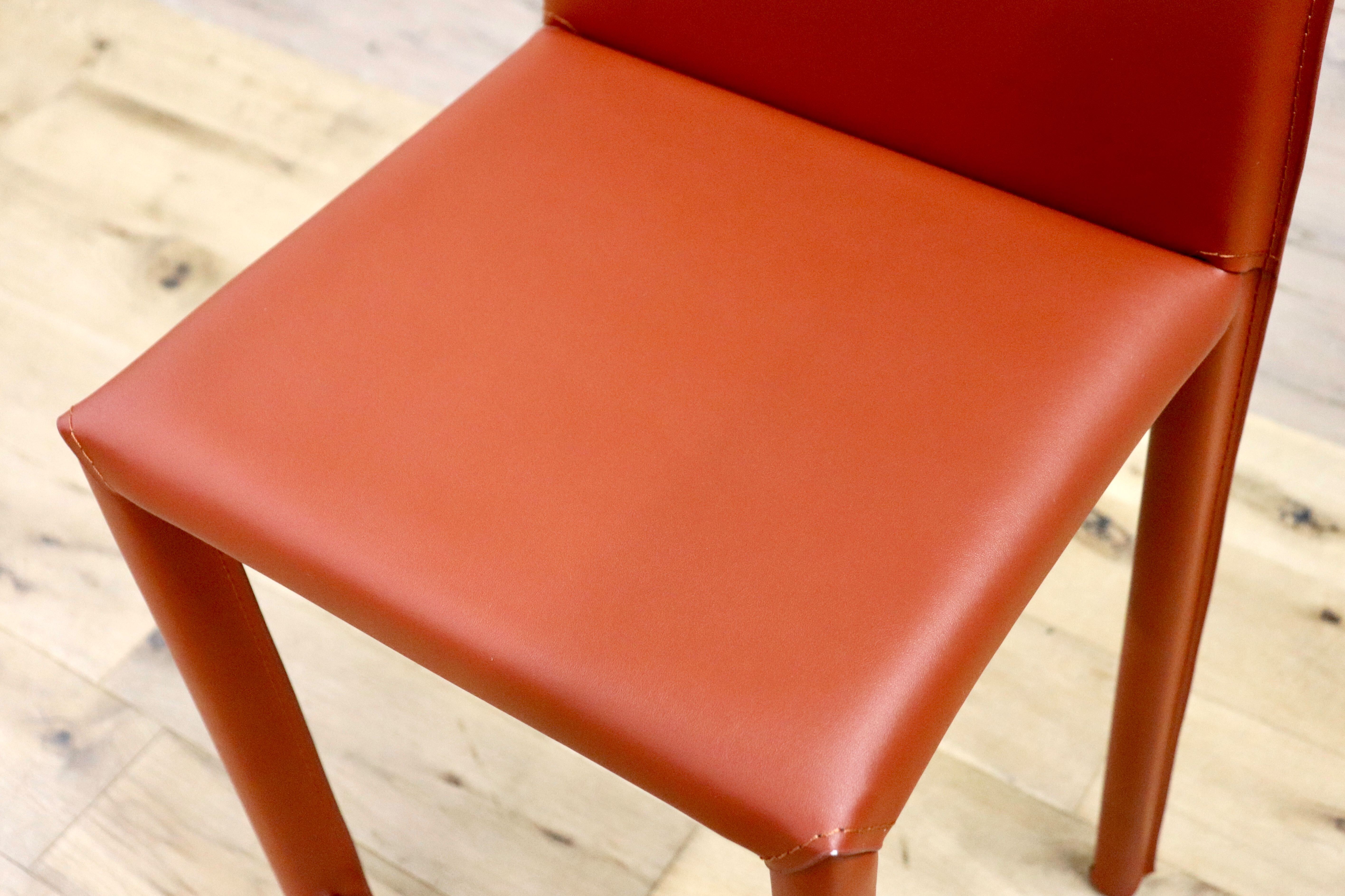 GMGN476A○アダル カウンターチェア ハイチェア バーチェア ハイスツール バースツール リサイクルレザー 赤 モダン シンプル 展示品