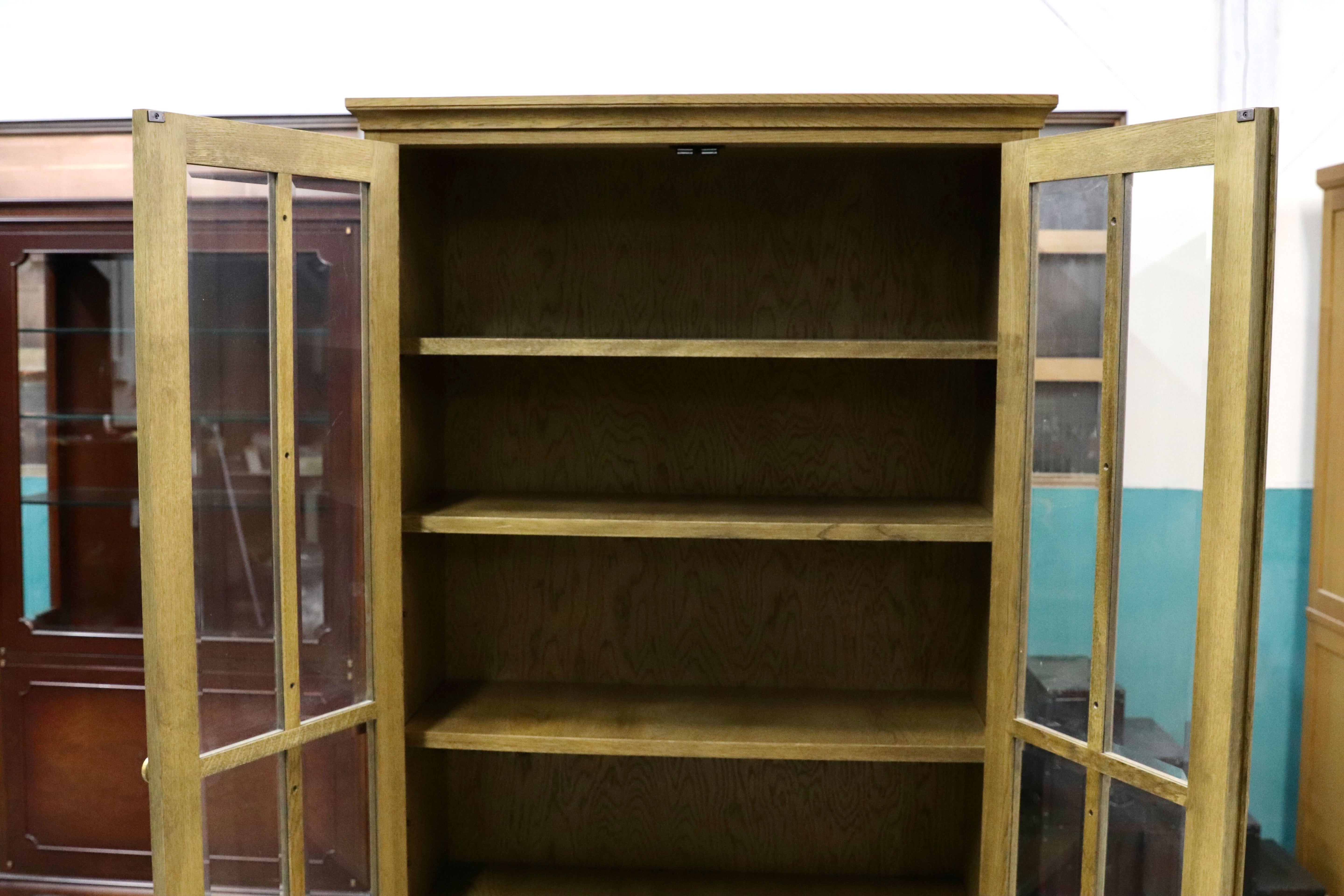 GMIS342○和光 楢材 ブックキャビネット ブックシェルフ 本棚 本箱 和家具 キャビネット 飾り棚 レトロ アンティーク調