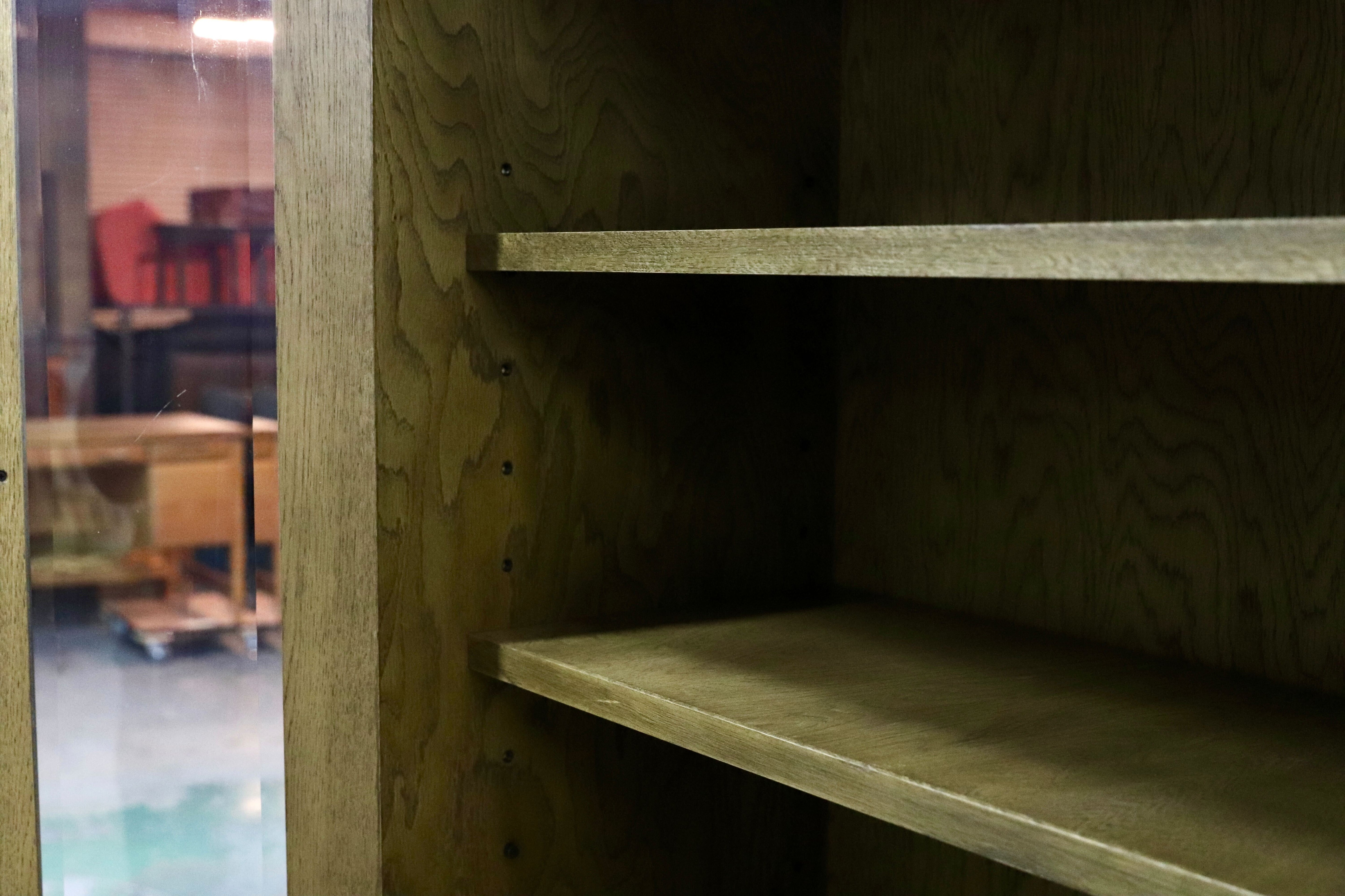 GMIS342○和光 楢材 ブックキャビネット ブックシェルフ 本棚 本箱 和家具 キャビネット 飾り棚 レトロ アンティーク調